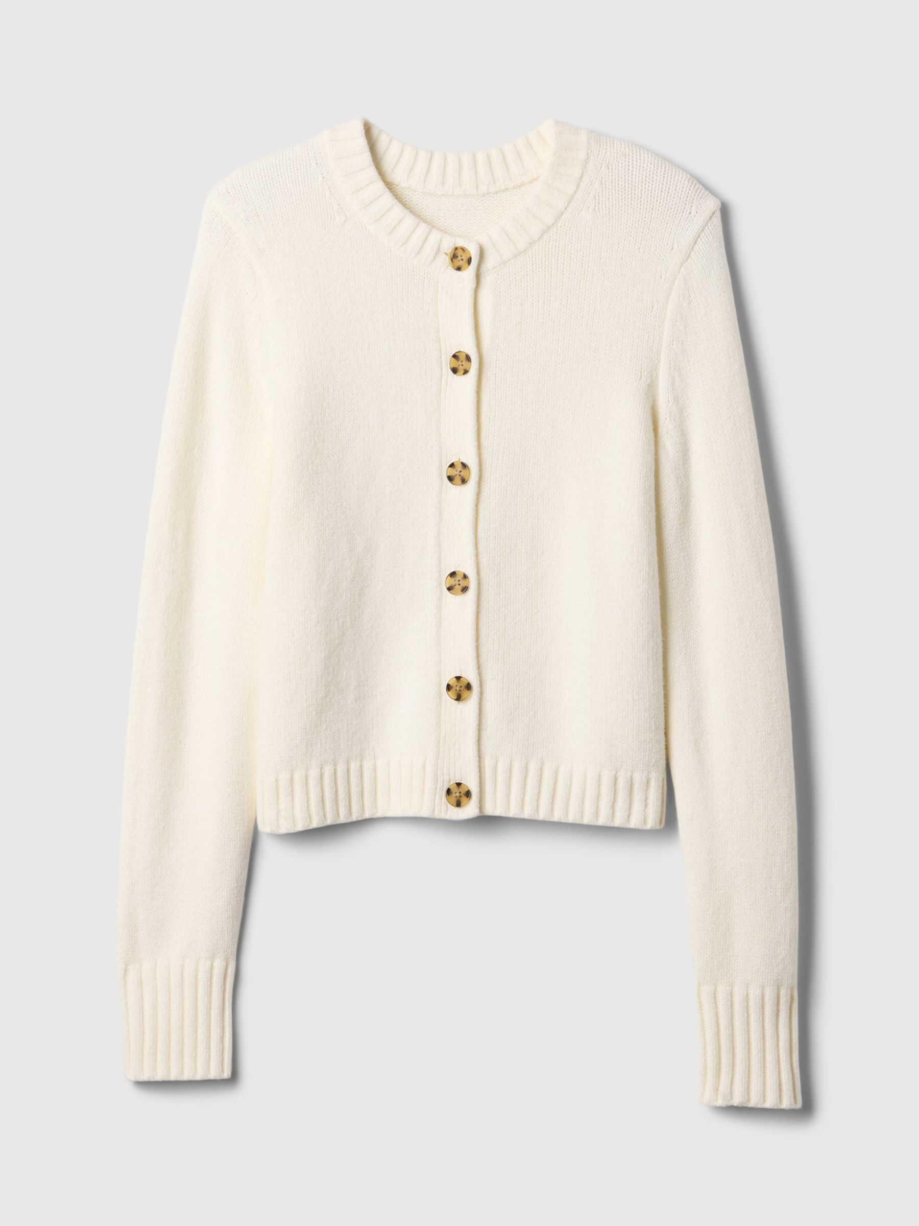 White CashSoft Long Sleeve Crew Neck Cardigan - Image 4 of 5