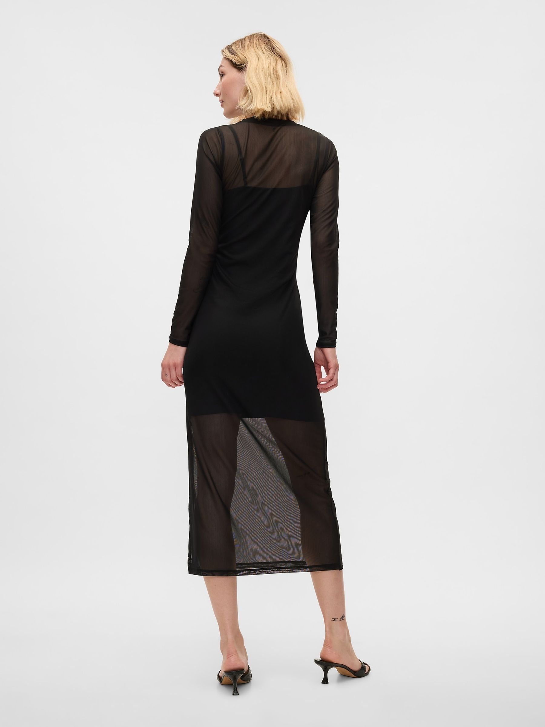Black Mesh Midi Dress - Image 2 of 5