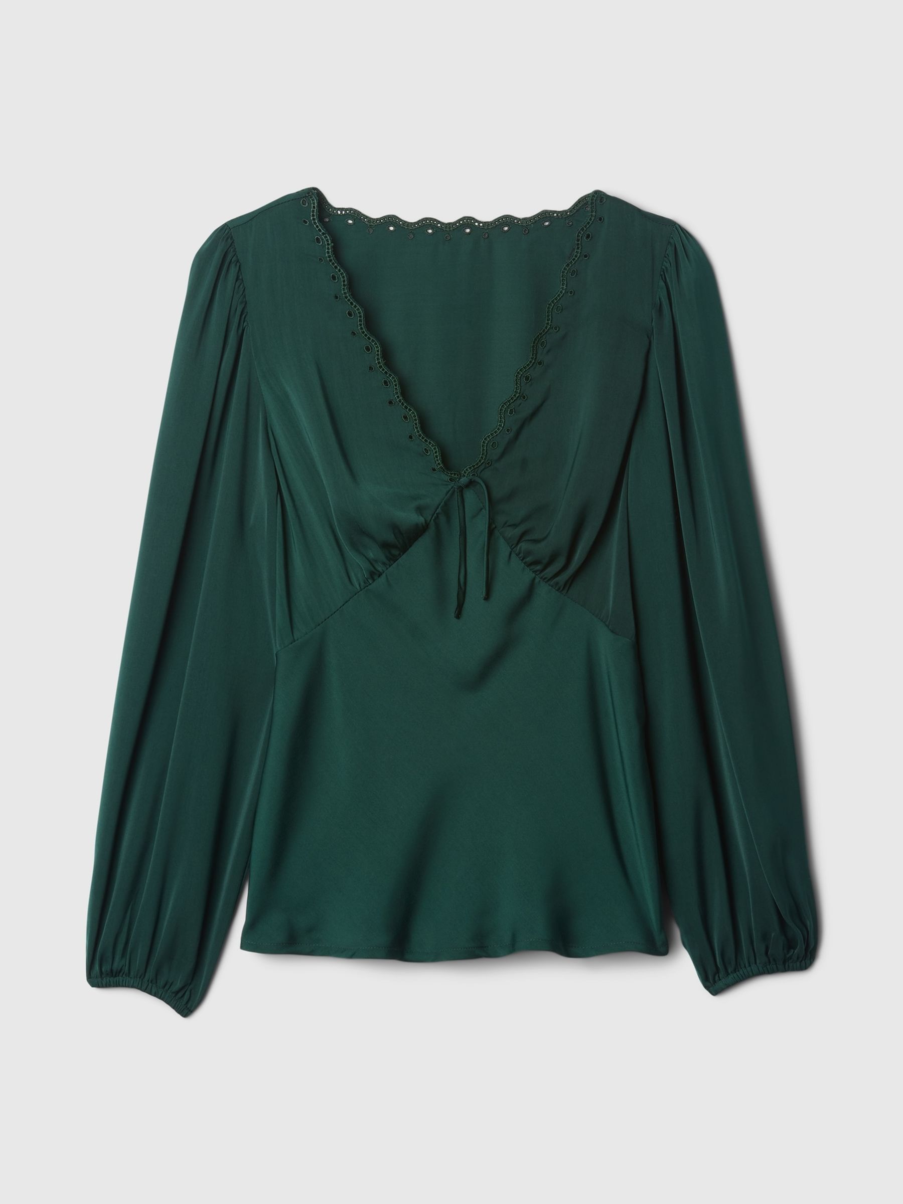 Green Satin Empire Top - Image 5 of 5 Green Satin Empire Top - Image 5 of 5