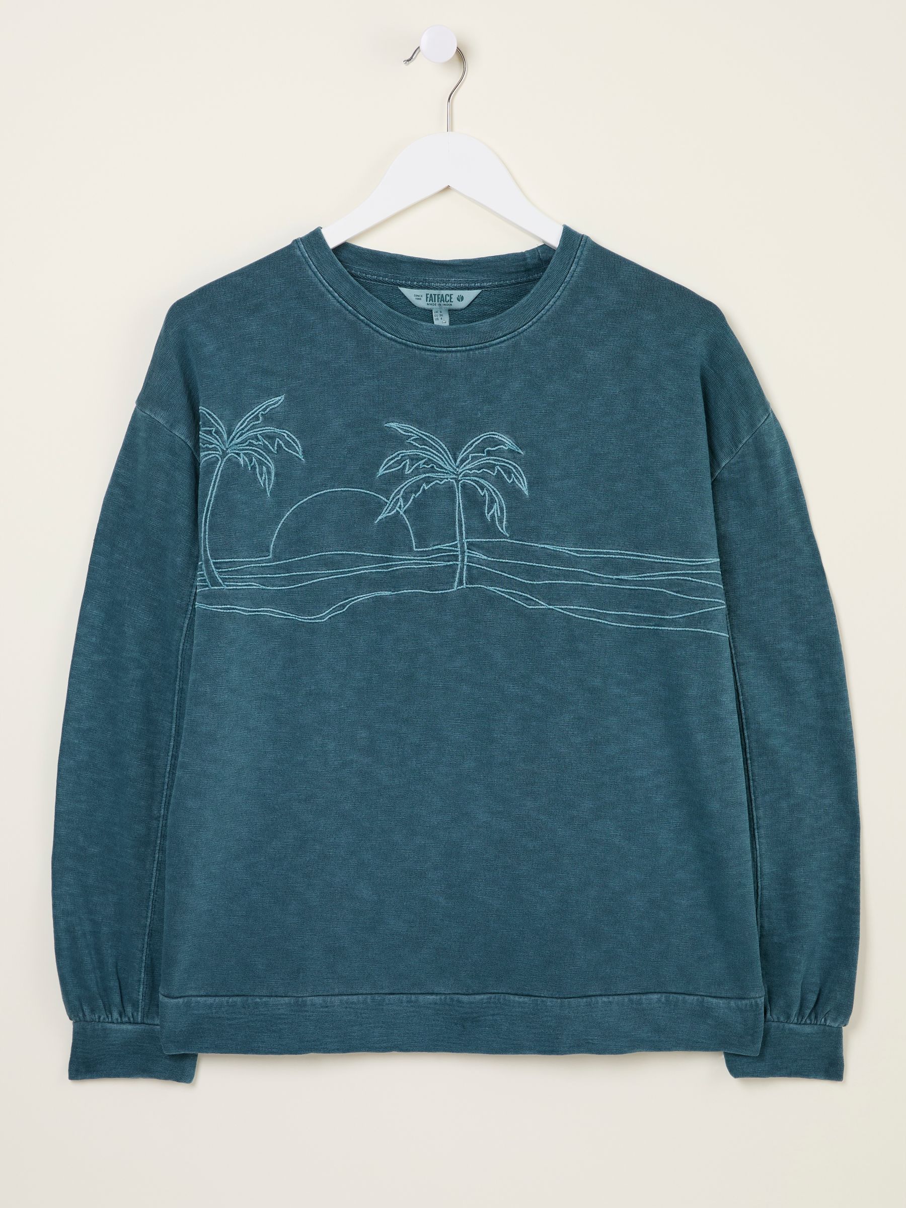 Gia Dark Teal Blue Embroidered Graphic Crew Sweatshirt - Image 5 of 6