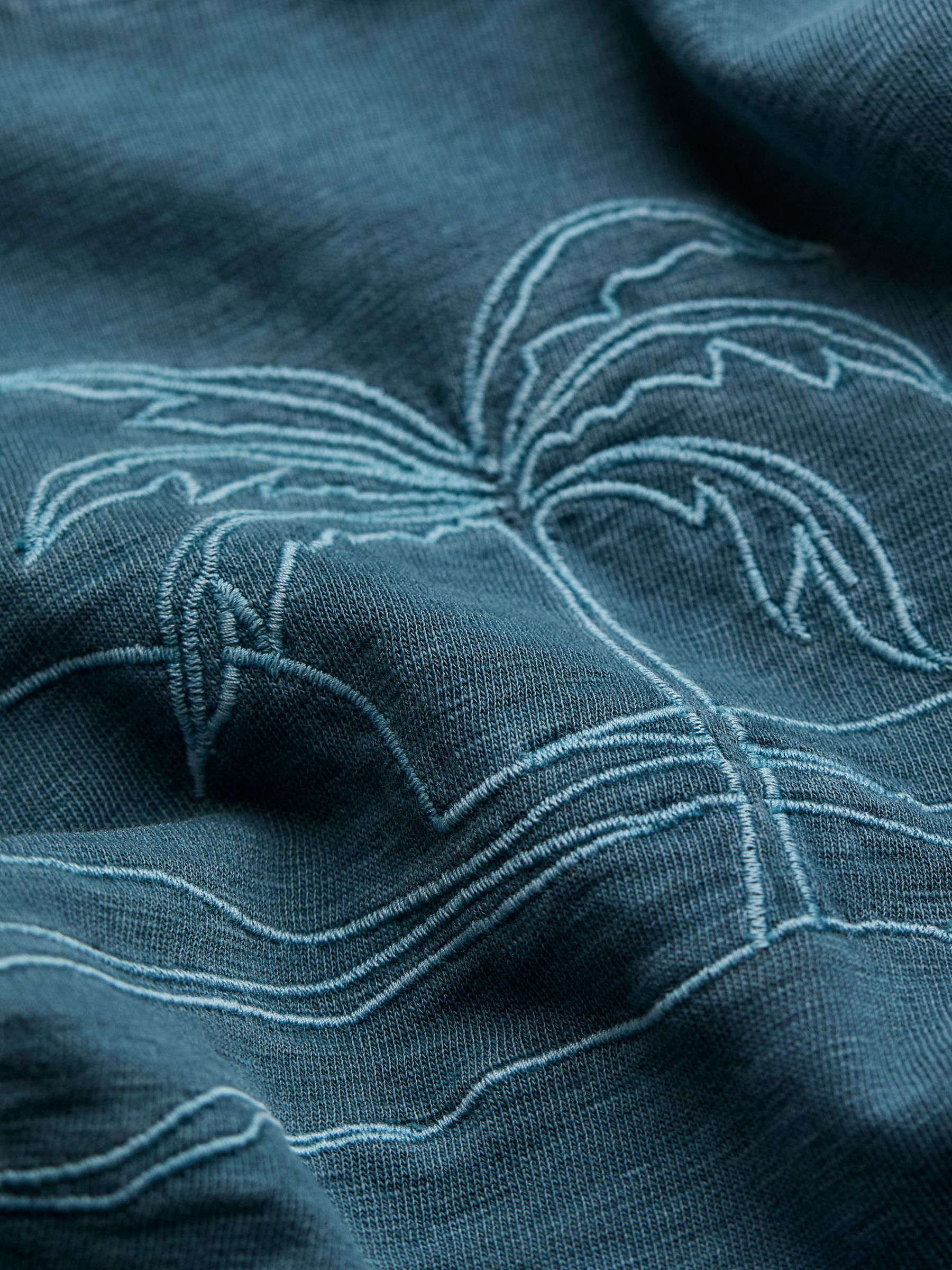 Gia Dark Teal Blue Embroidered Graphic Crew Sweatshirt - Image 6 of 6