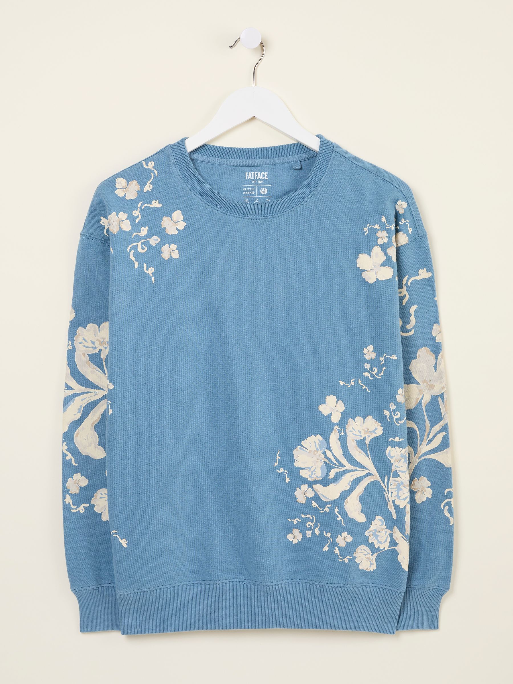 Georgia Blue Floral Print Crew Sweatshirt | FatFace USA