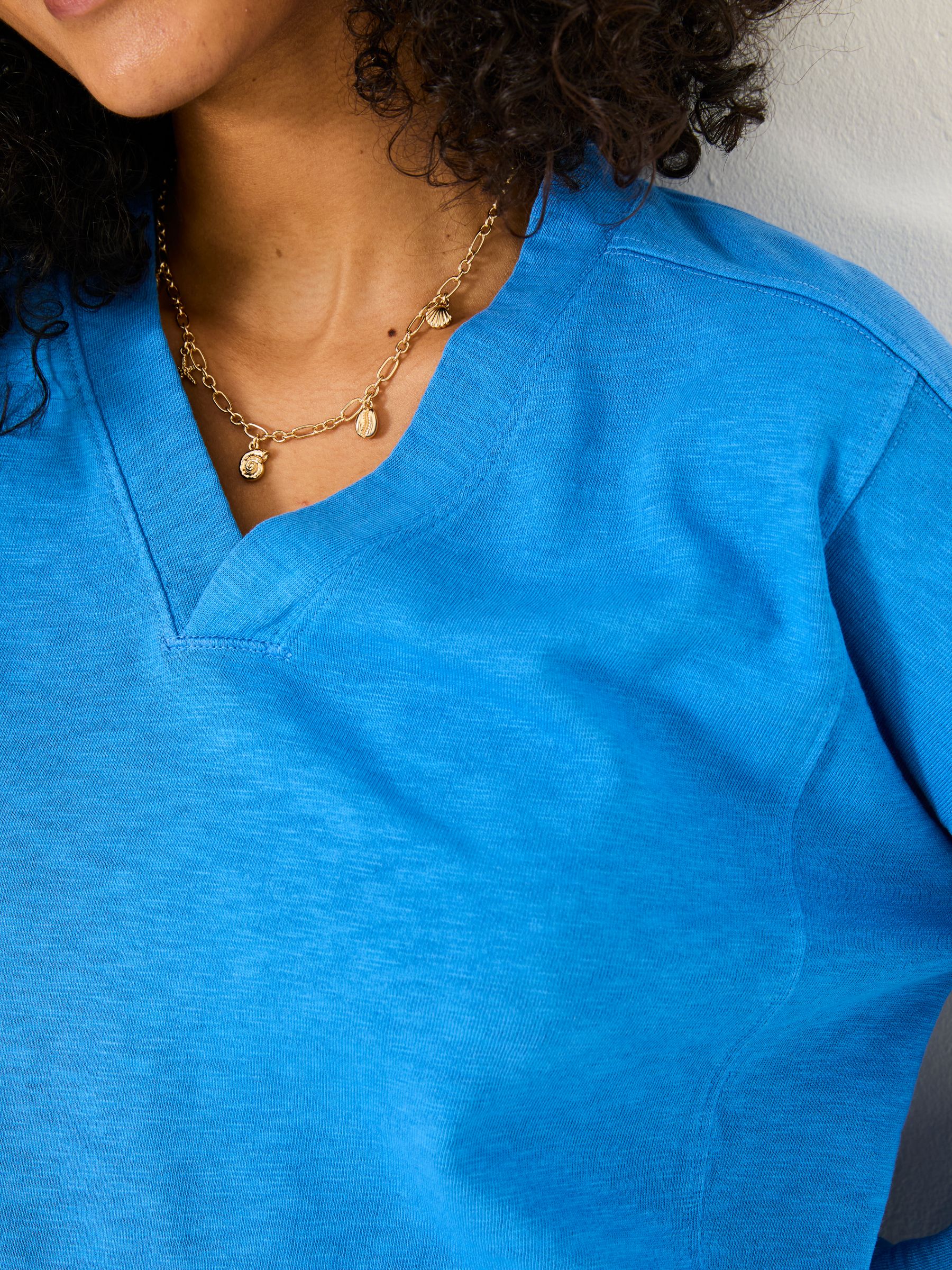 Gigi Mid Blue V Neck Sweatshirt - Image 4 of 5