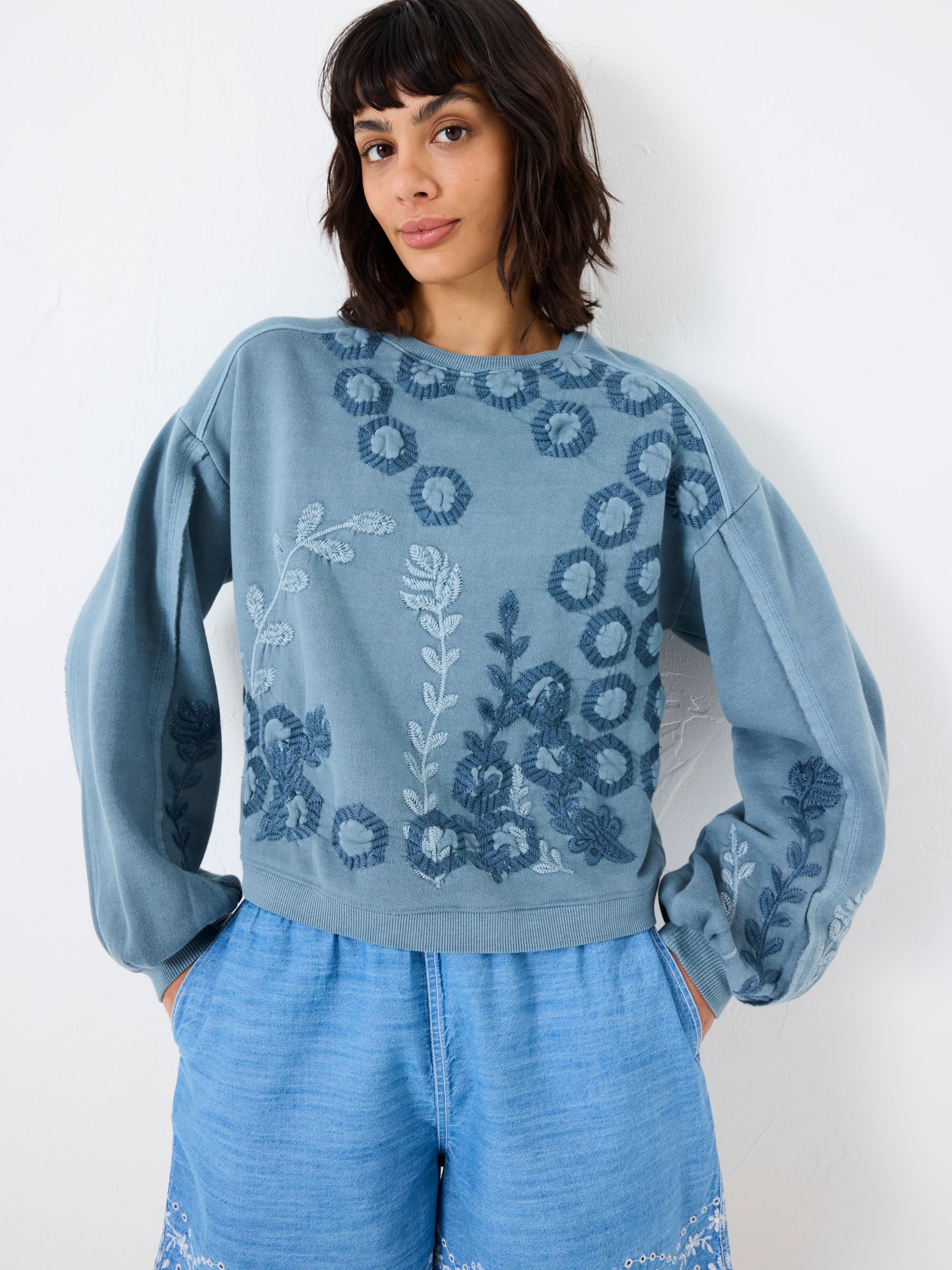 Indigo Blue Beeble Embroidered Crew Sweatshirt - Image 2 of 8