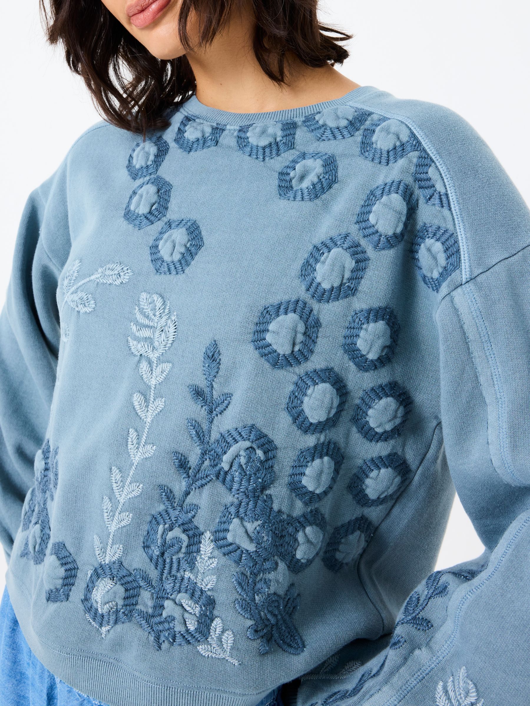 Indigo Blue Beeble Embroidered Crew Sweatshirt - Image 6 of 8