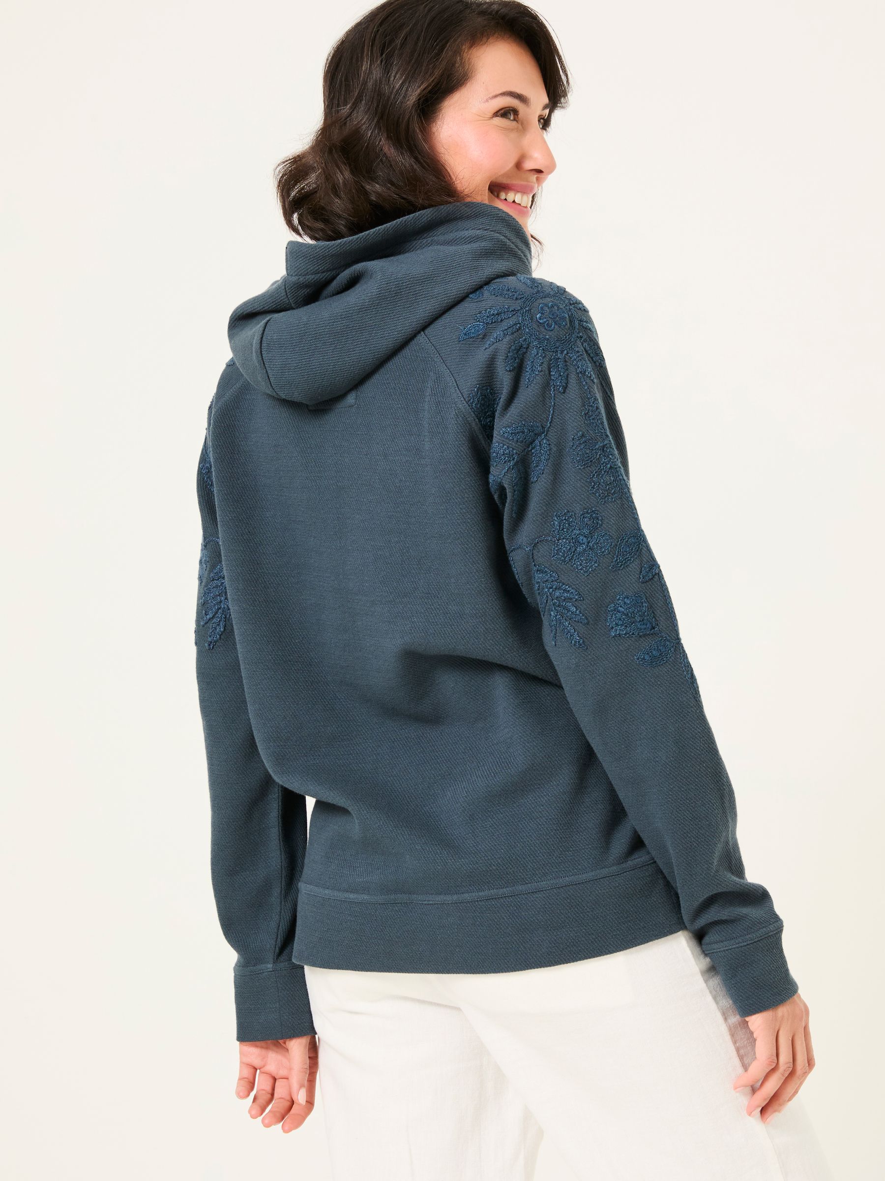 Ellie Dark Vintage Blue Embroidered Hoodie - Image 2 of 6