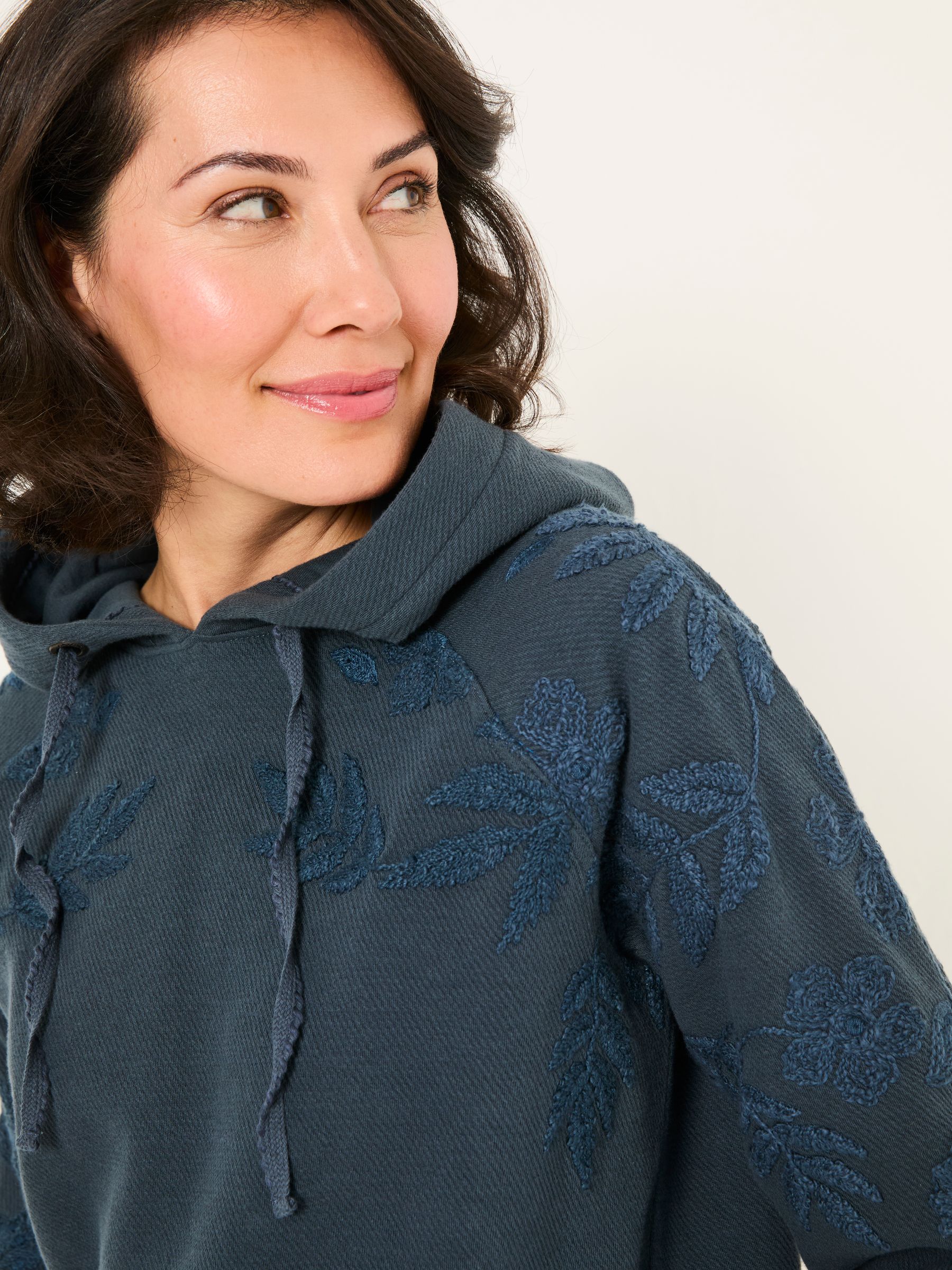 Ellie Dark Vintage Blue Embroidered Hoodie - Image 4 of 6