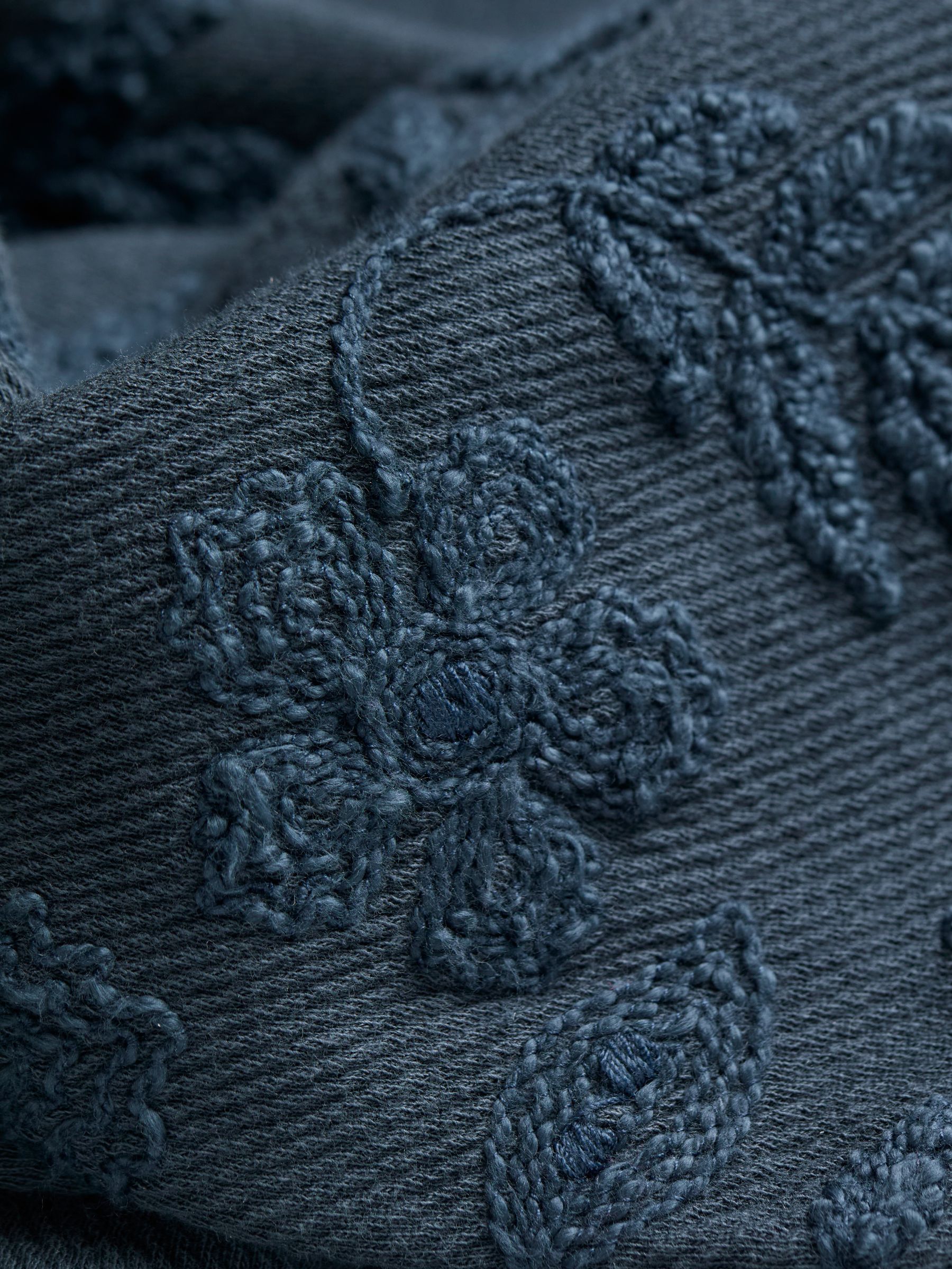 Ellie Dark Vintage Blue Embroidered Hoodie - Image 6 of 6