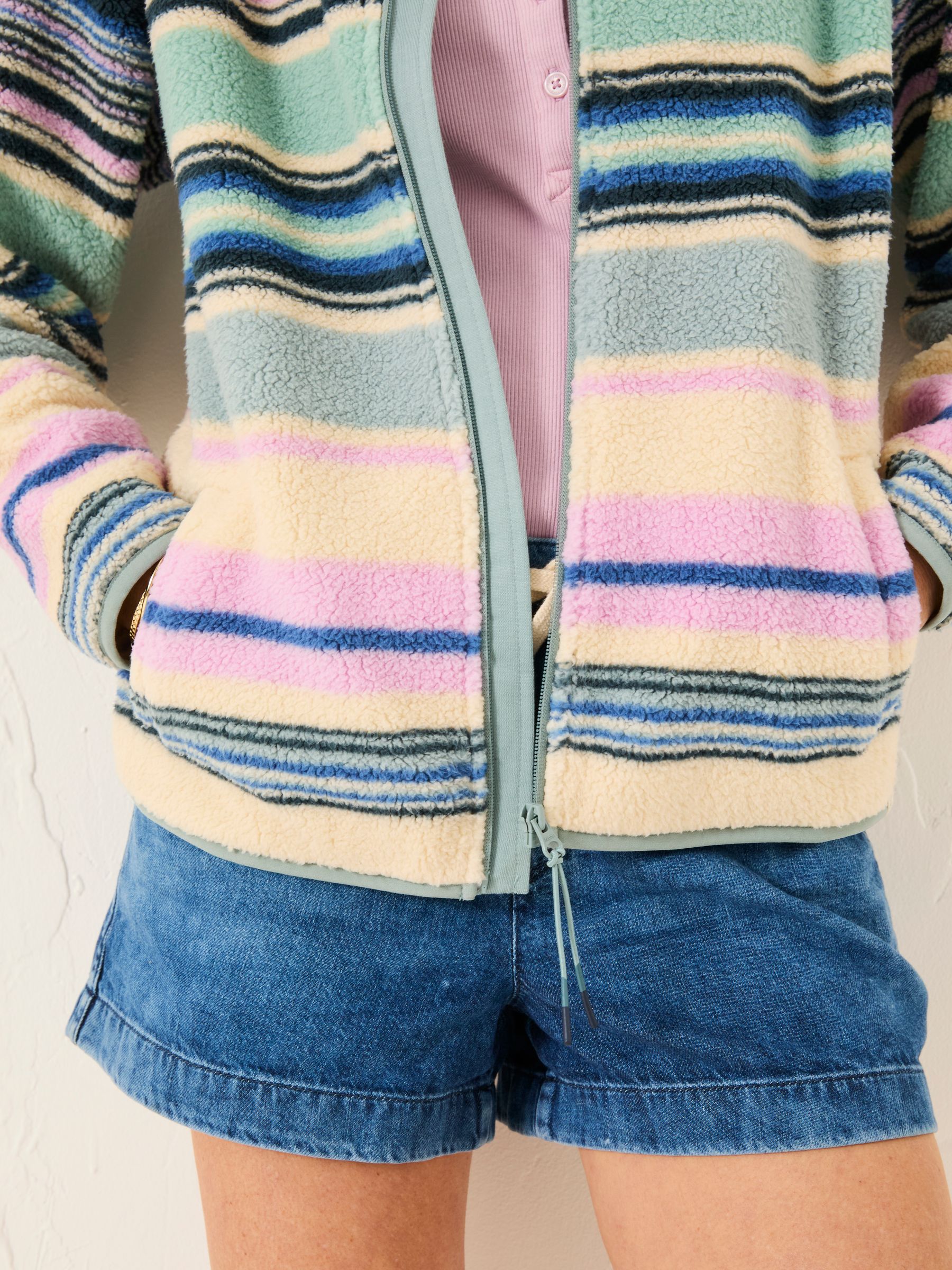 Multi Stripe Zip Through Fleece - Image 5 of 6