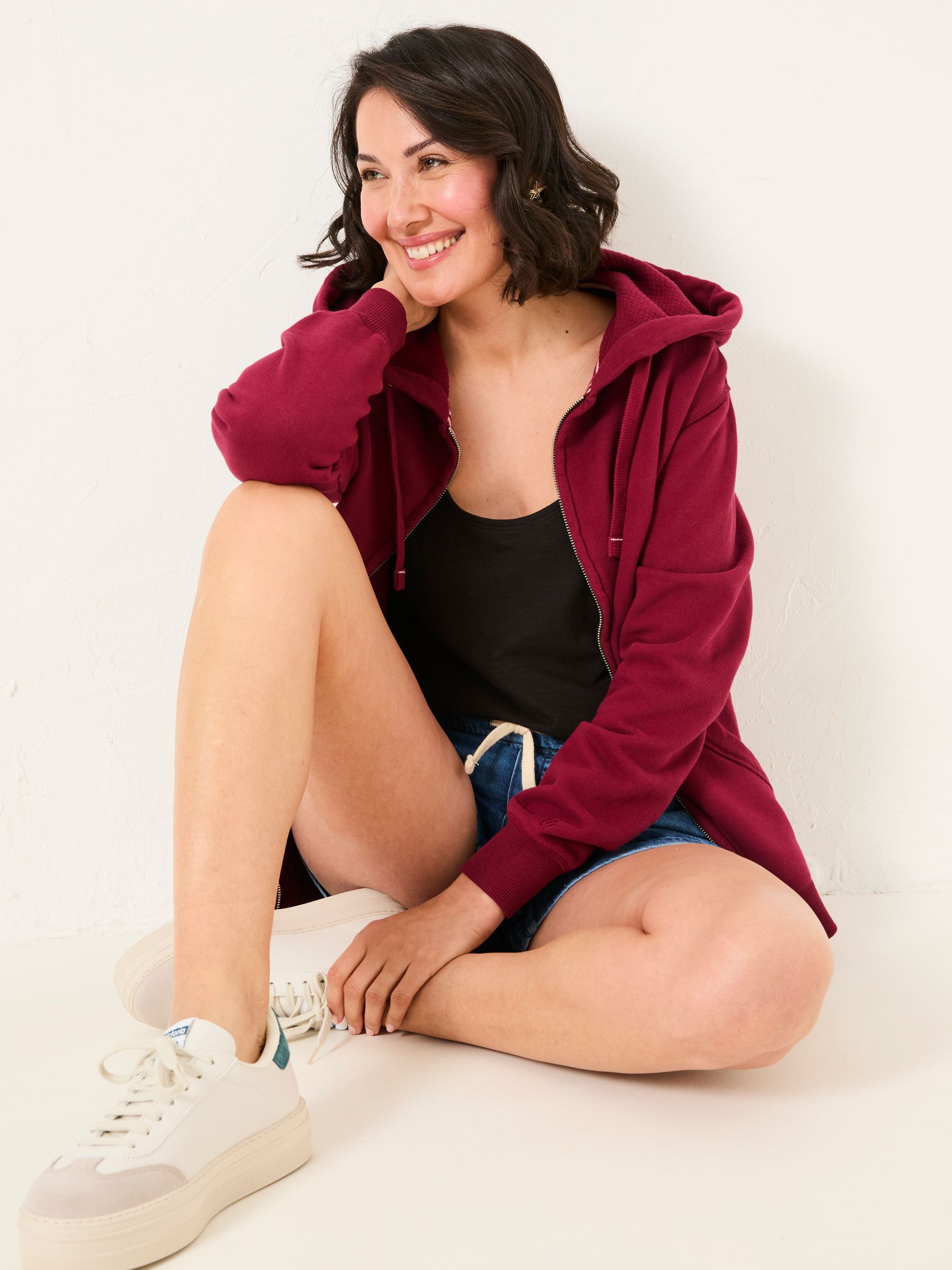Amy Burgundy Red Zip Through Hoodie - Image 3 of 5