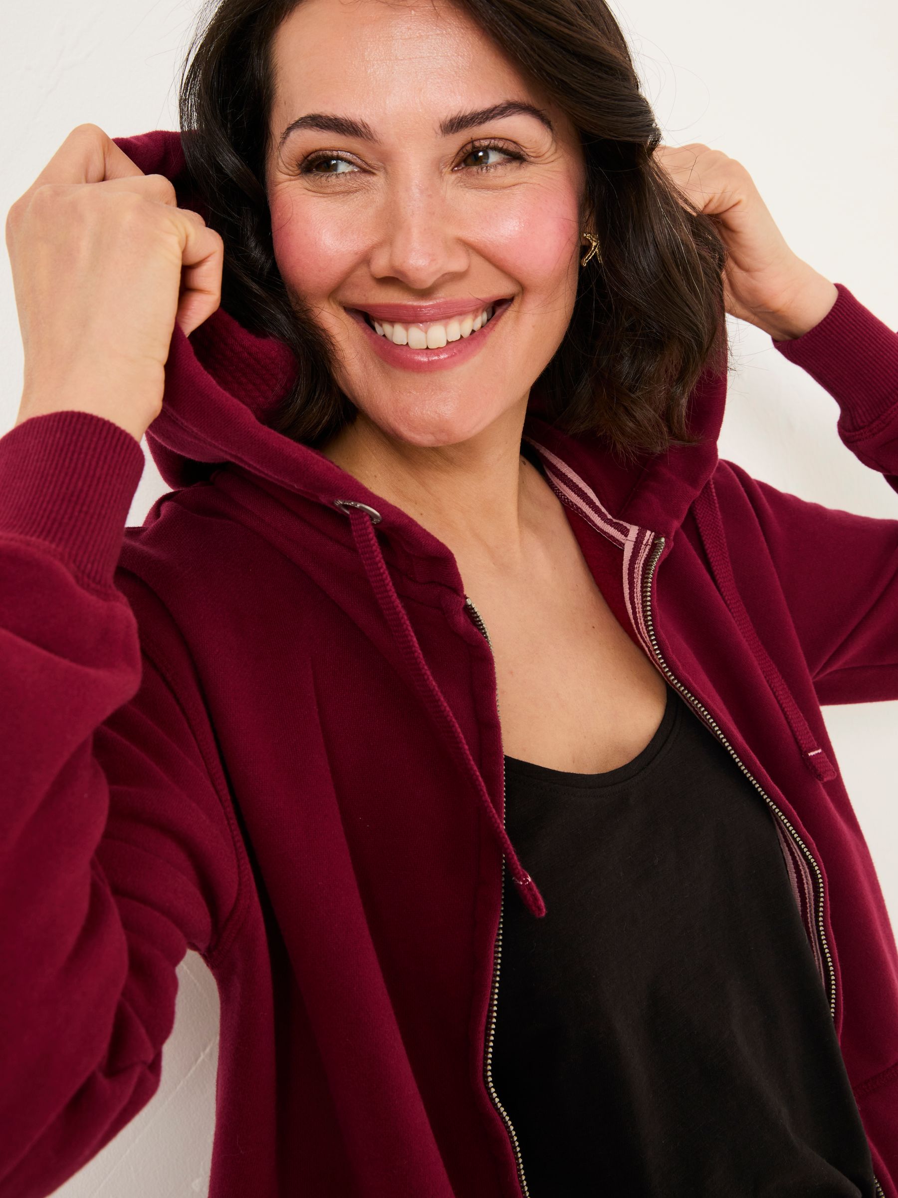 Amy Burgundy Red Zip Through Hoodie - Image 4 of 5