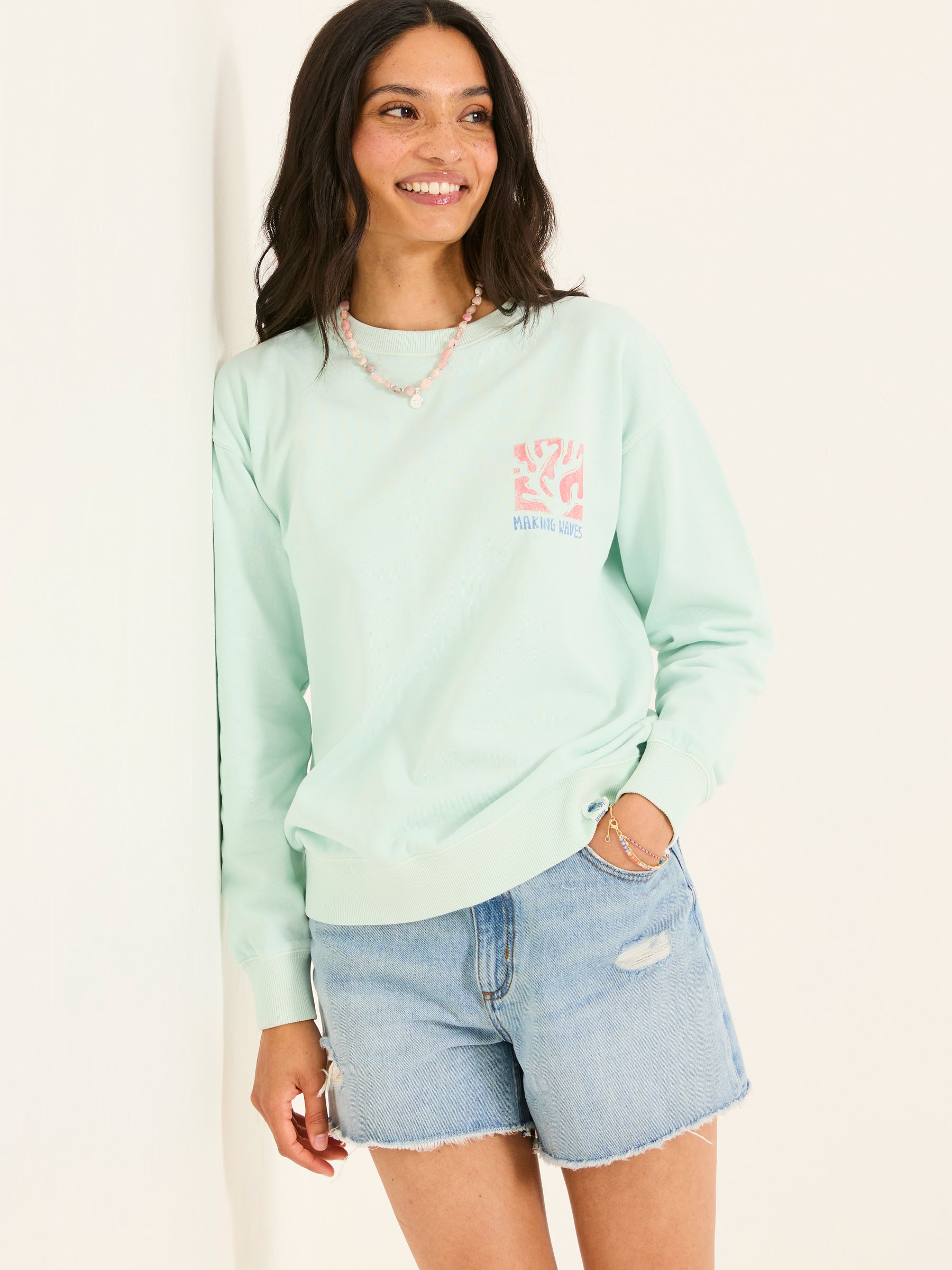Georgia Mint Green MCS Graphic Crew Sweatshirt FatFace