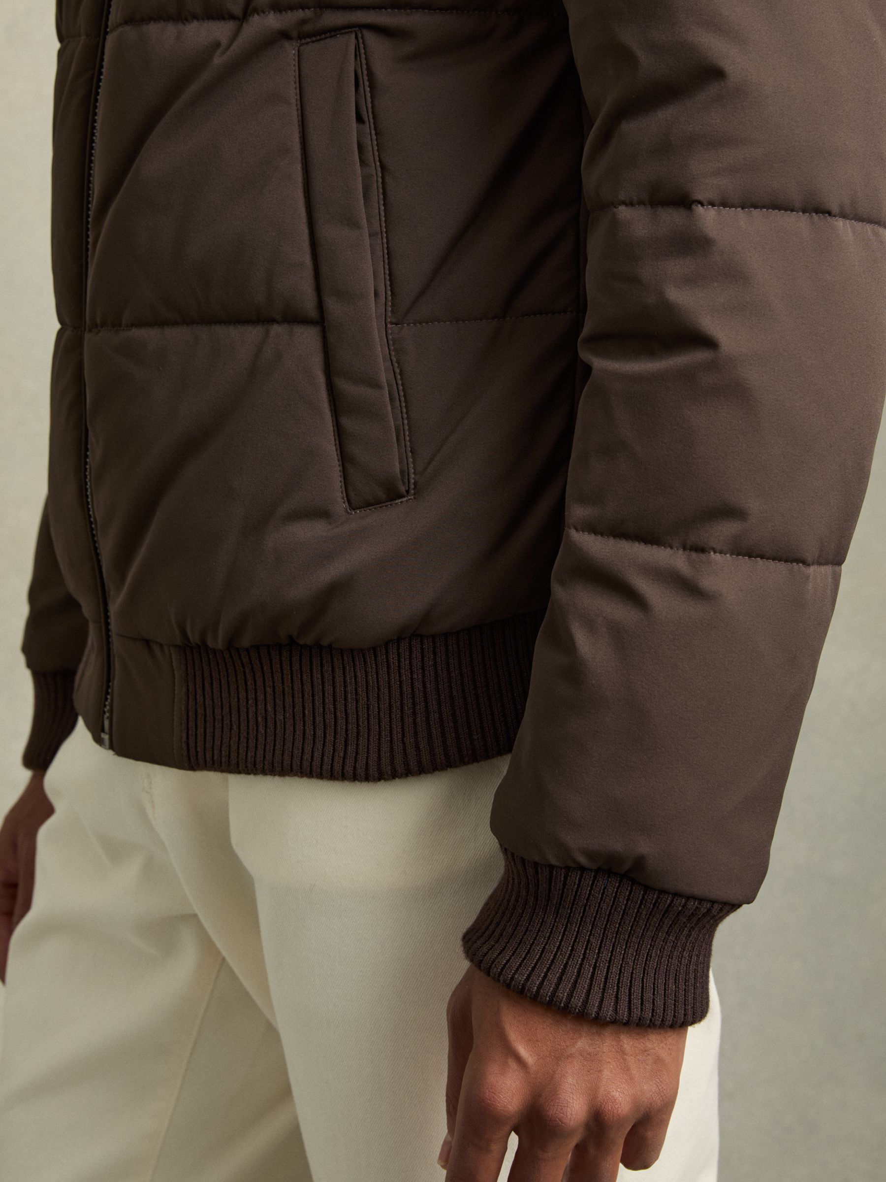 Faux-Fur Collar Puffer Jacket in Brown - Image 5 of 7