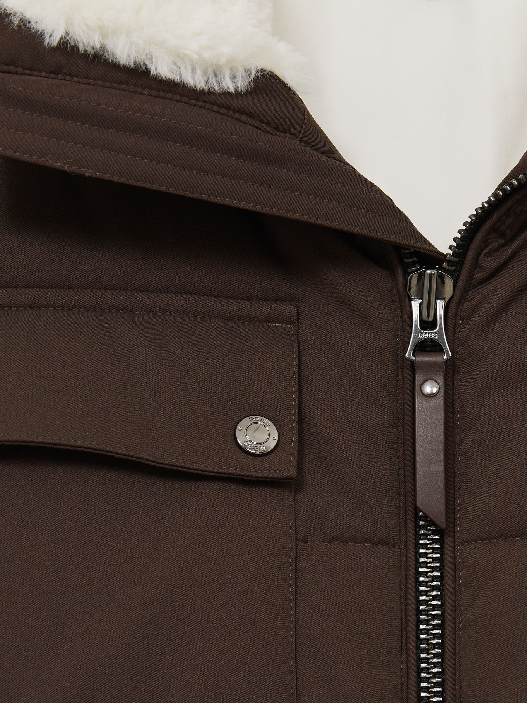 Faux-Fur Collar Puffer Jacket in Brown - Image 7 of 7