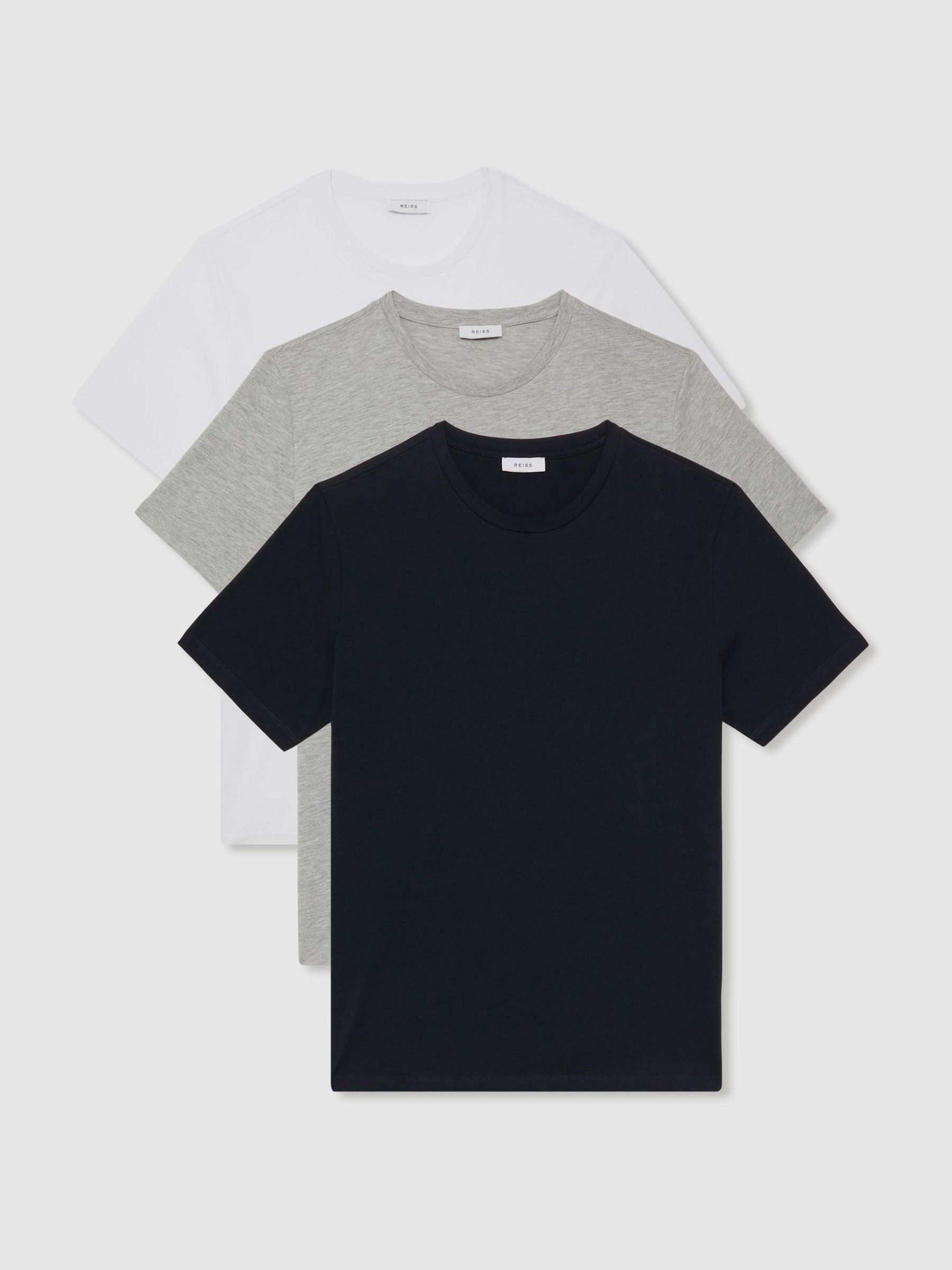Cotton Crew-Neck Tailored-Fit T-Shirts 3-Pack in Multi - image 3