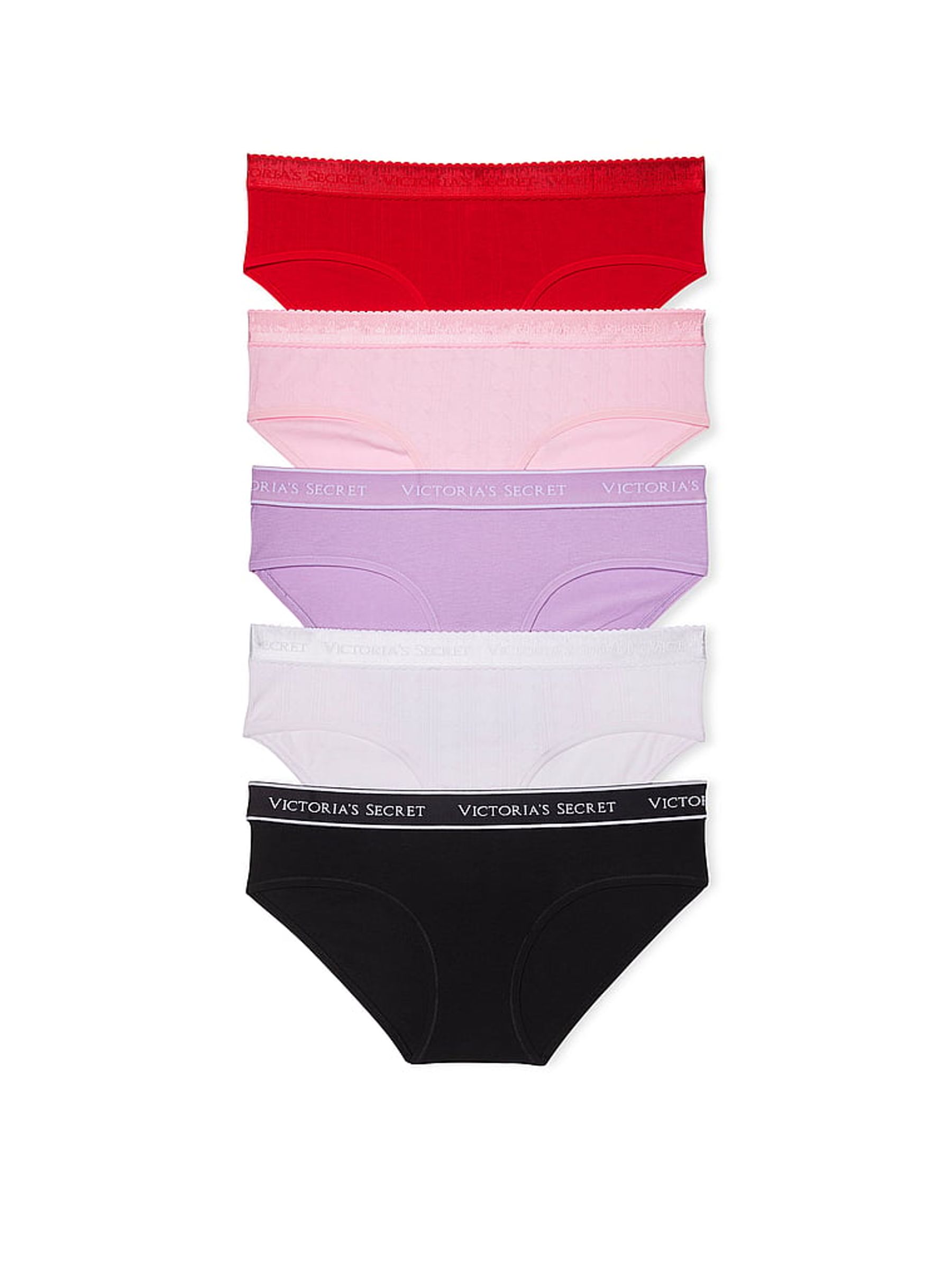Red/Pink/Purple/White/Black Hipster Logo 5 Pack Knickers - Image 1 of 3