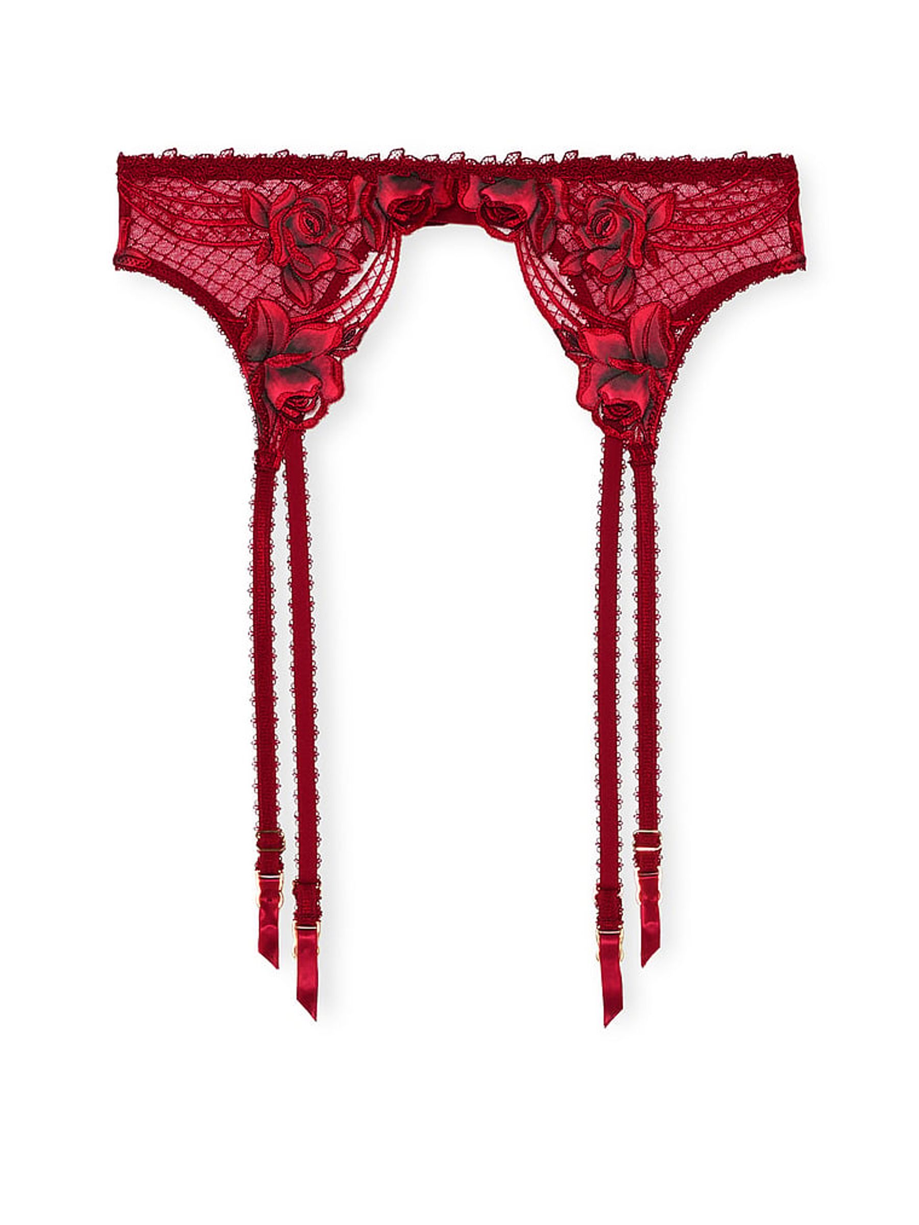Red Lacquer Rose Embroidered Garter Belt - Image 2 of 2