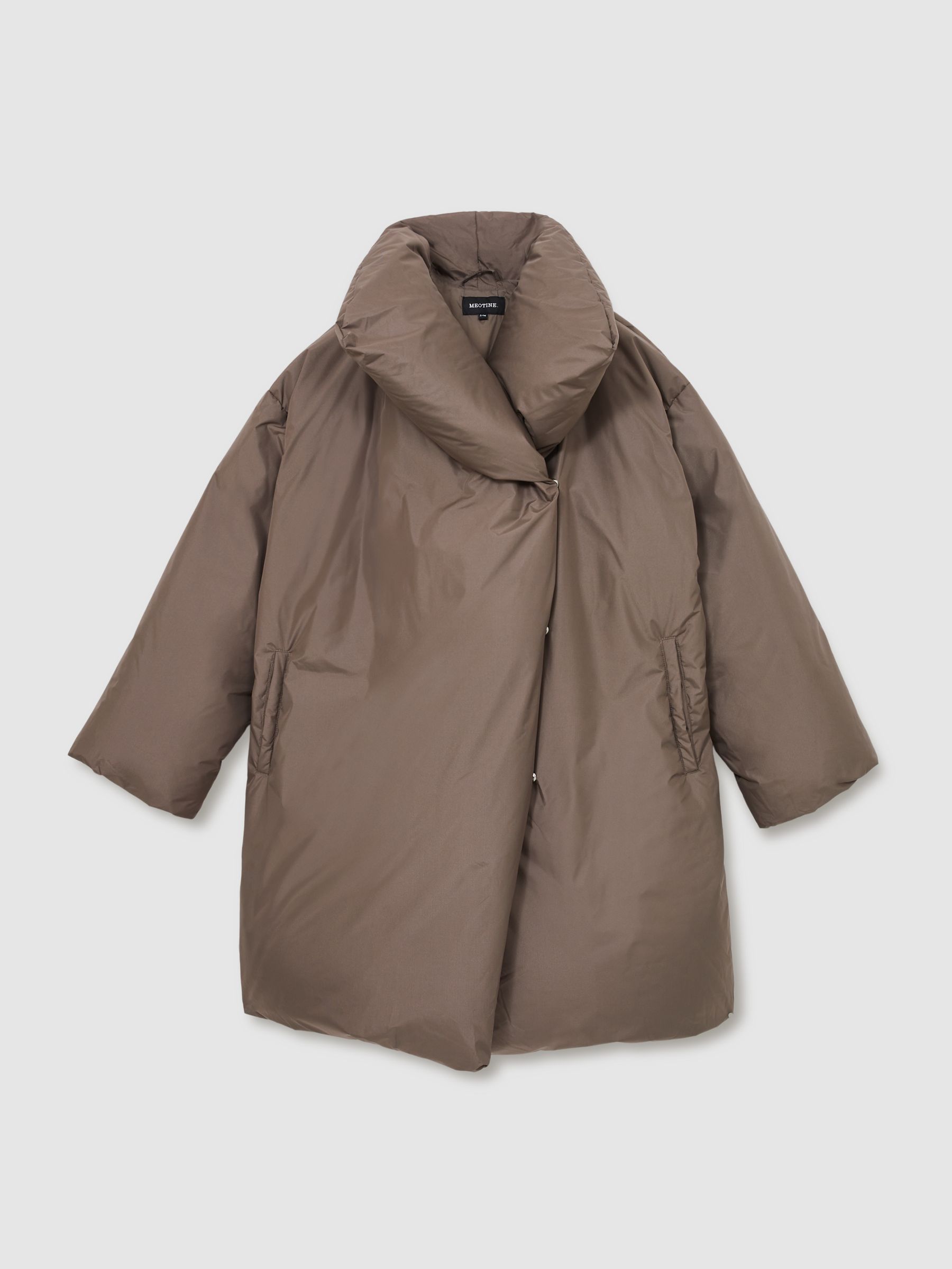 Meotine Oversized Grey/Brown Puffer Coat in Grey/Brown - Image 2 of 4