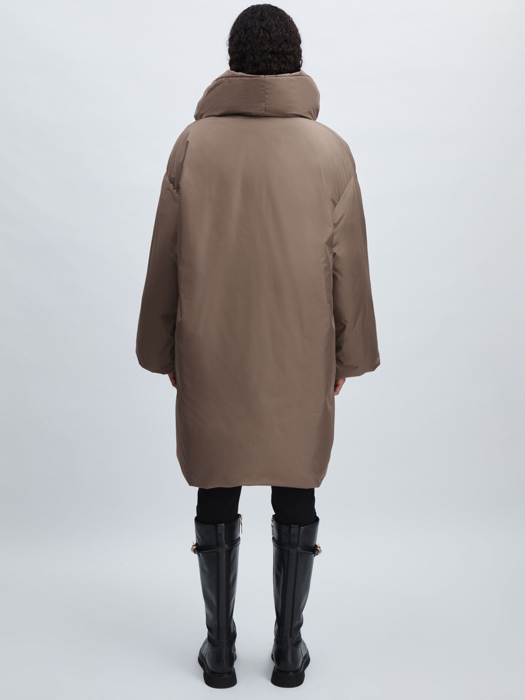 Meotine Oversized Grey/Brown Puffer Coat in Grey/Brown - Image 3 of 4