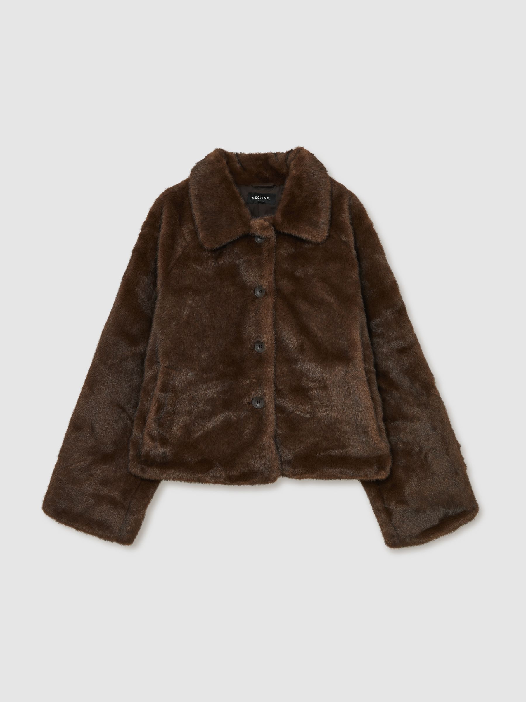 Meotine Faux-Fur Button-Through Jacket in Brown - Image 2 of 7