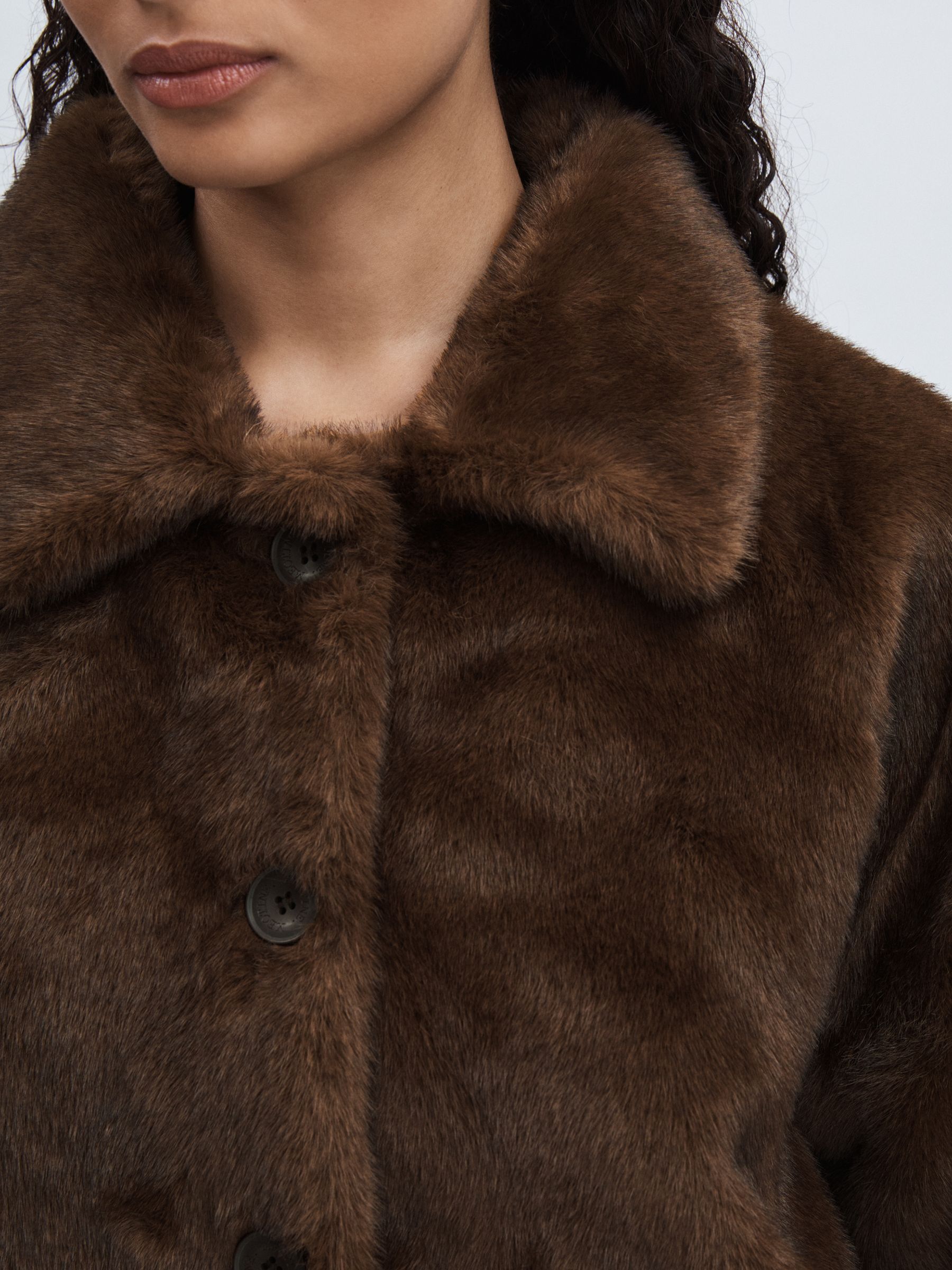 Meotine Faux-Fur Button-Through Jacket in Brown - Image 4 of 7