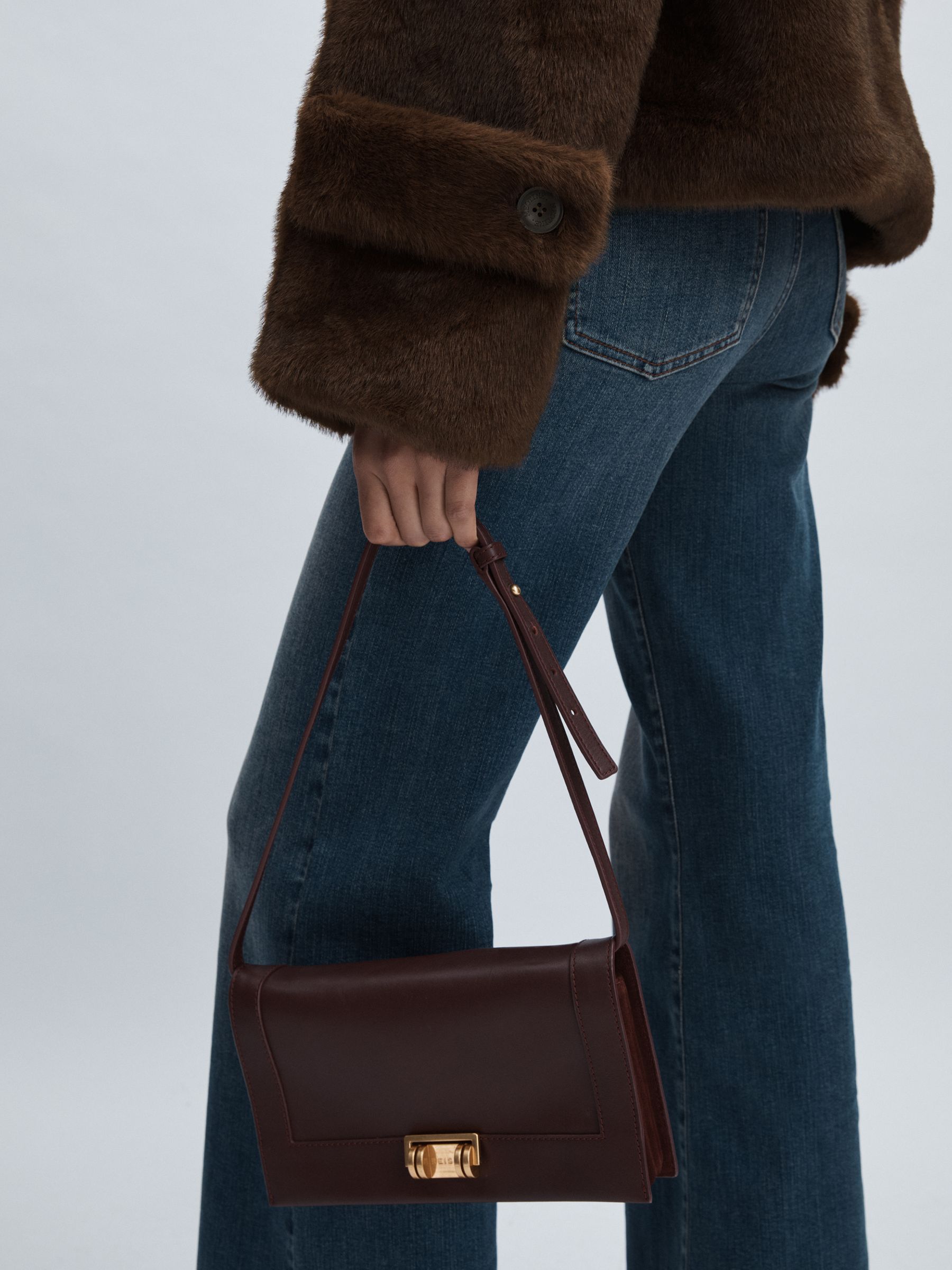 Meotine Faux-Fur Button-Through Jacket in Brown - Image 5 of 7