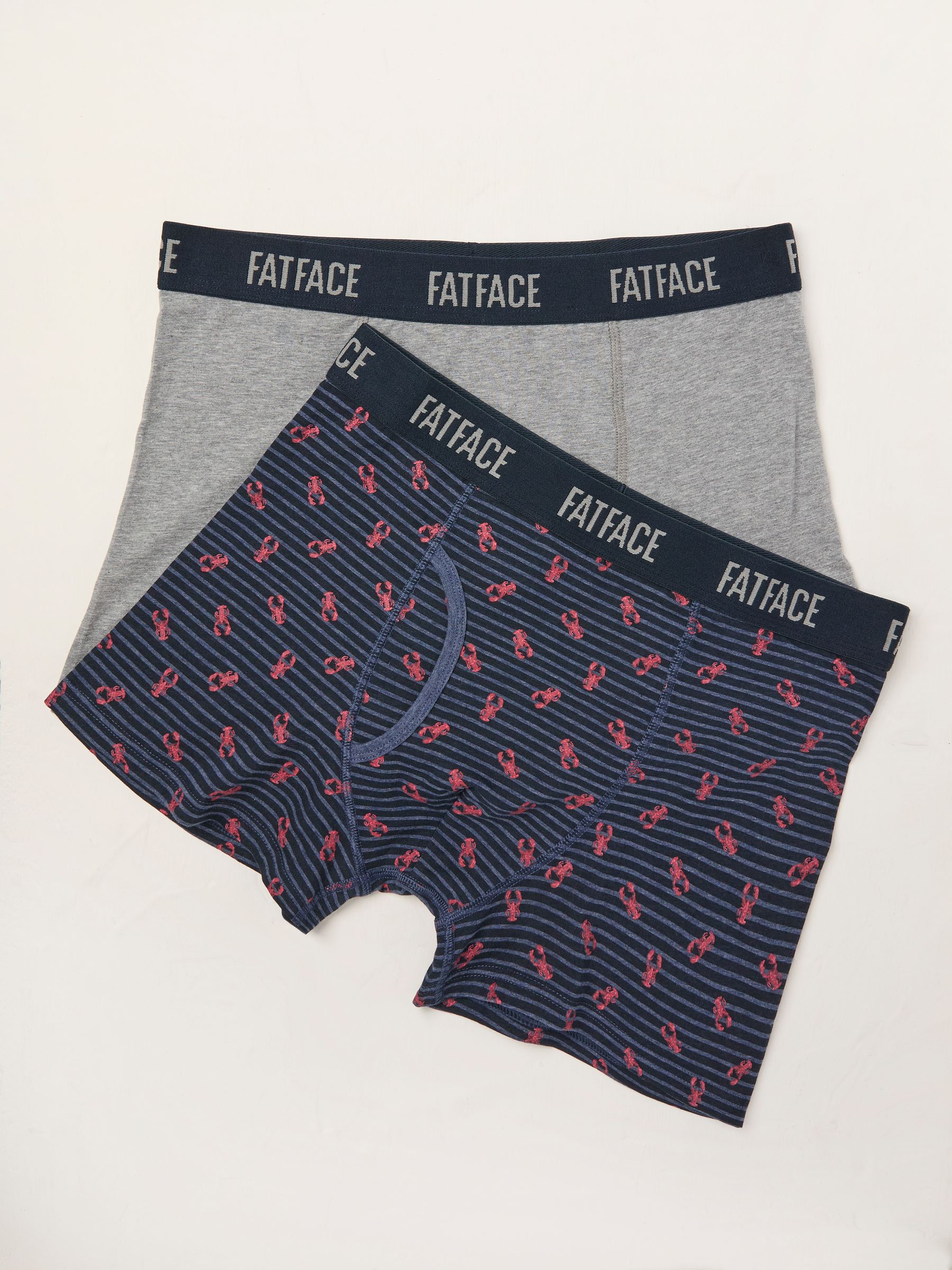 Grey & Navy Lobster Classic Boxers 2 Pack - Image 1 of 2