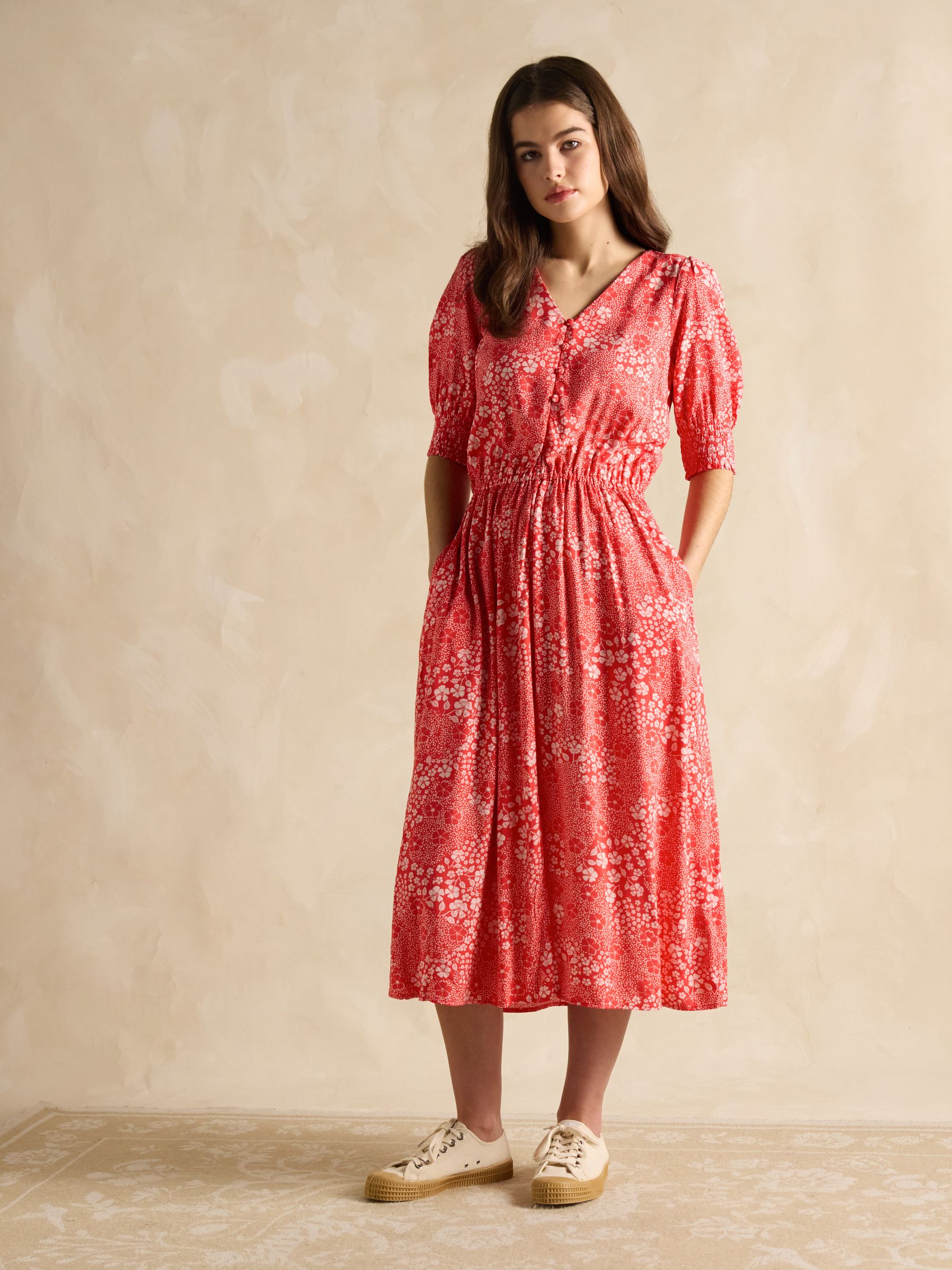 Adele Red Midi Dress - Image 1 of 6