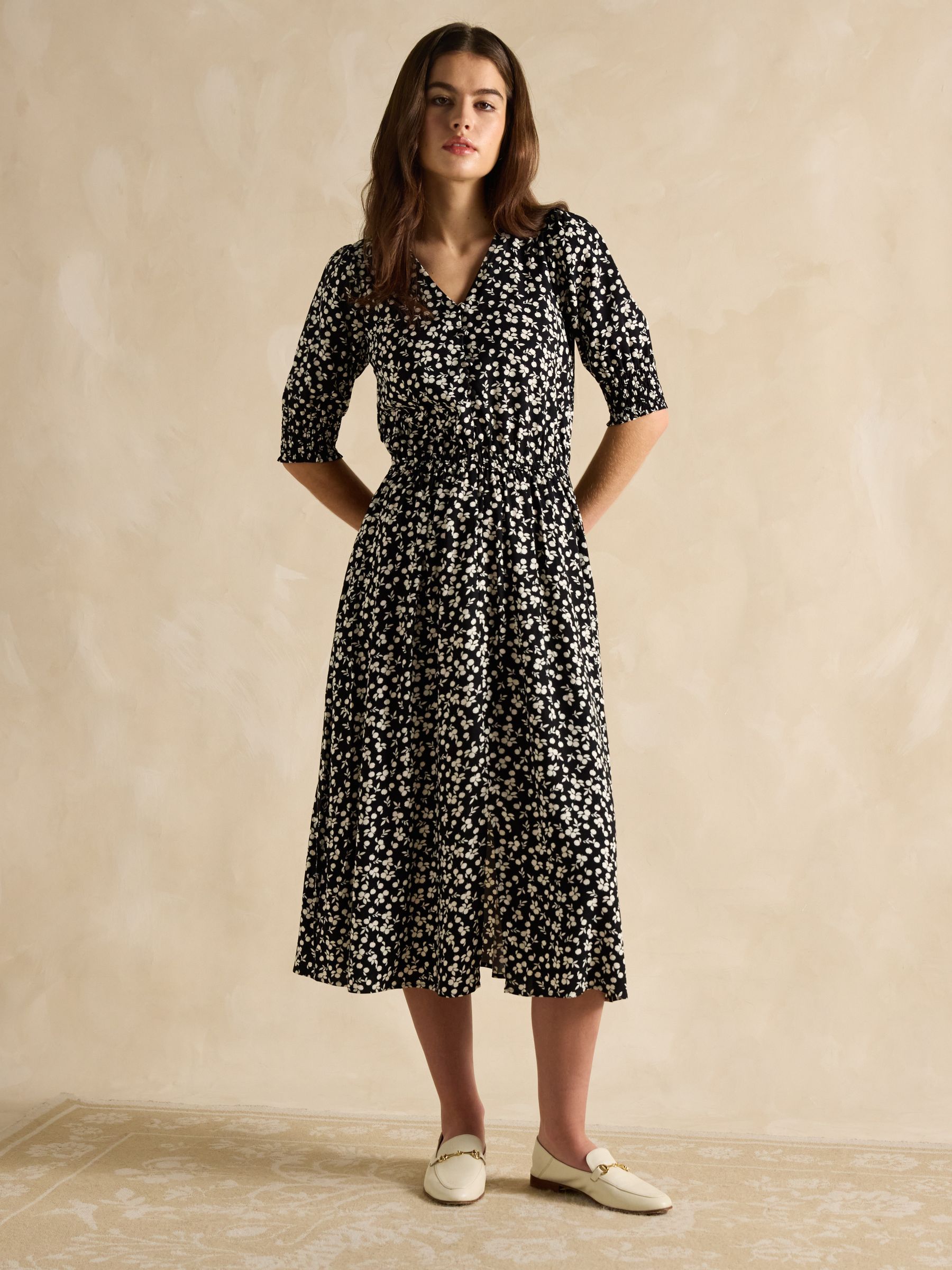 Adele Black V-Neck Midi Dress - Image 1 of 6