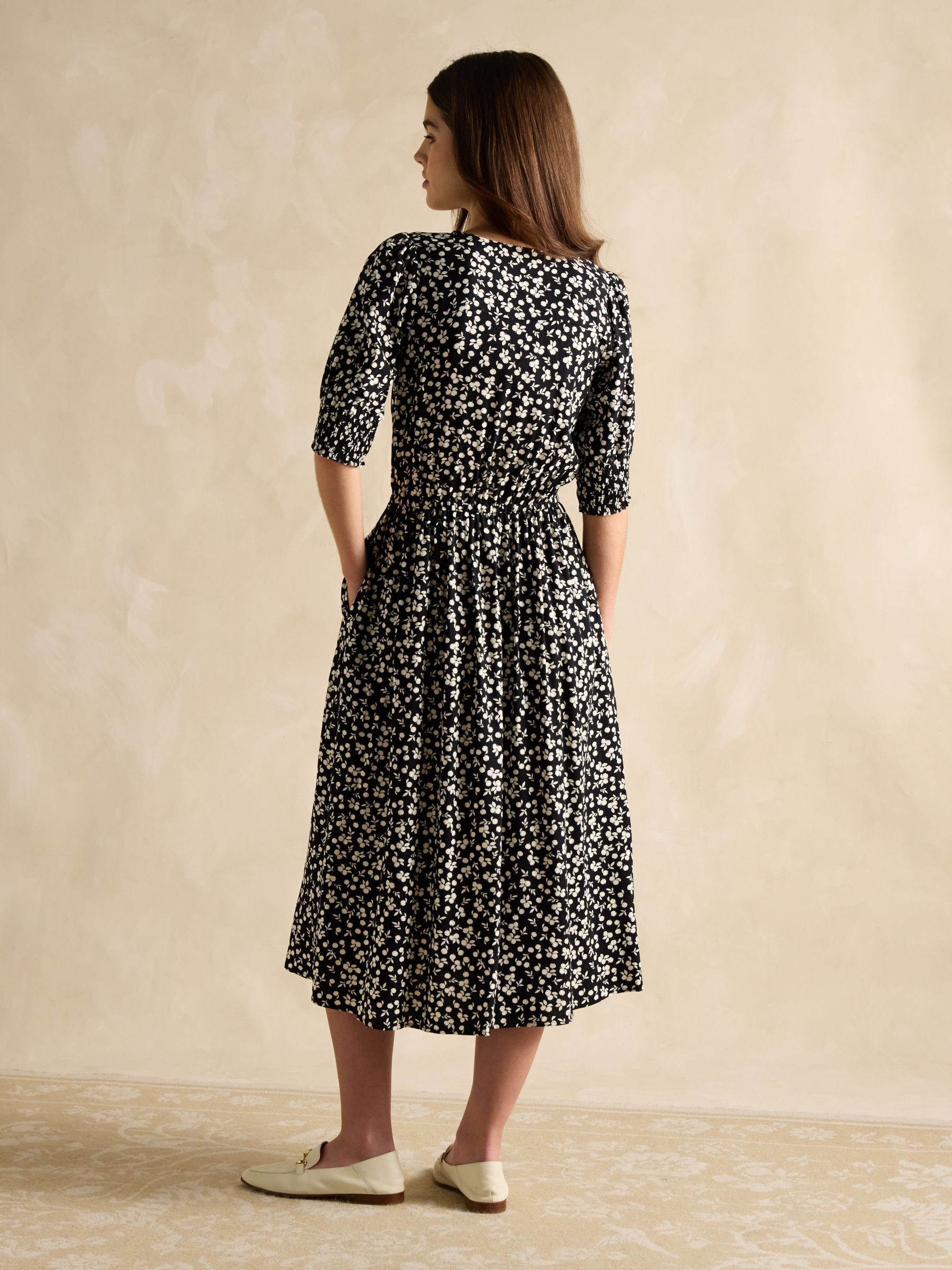 Adele Black V-Neck Midi Dress - Image 2 of 6