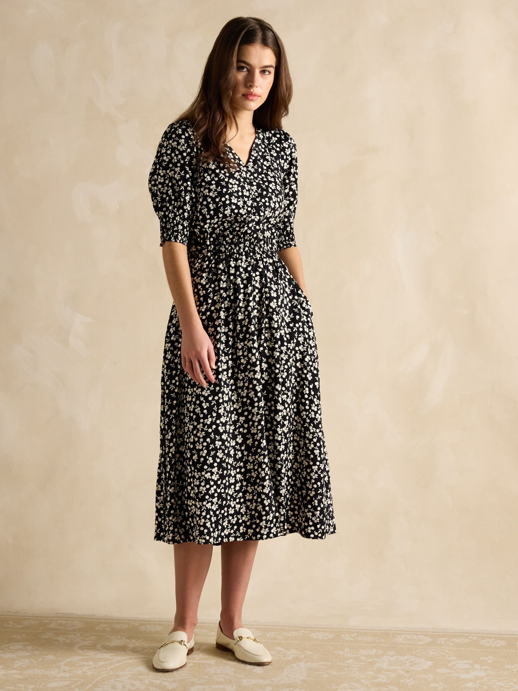 Adele Black V-Neck Midi Dress - Image 3 of 6