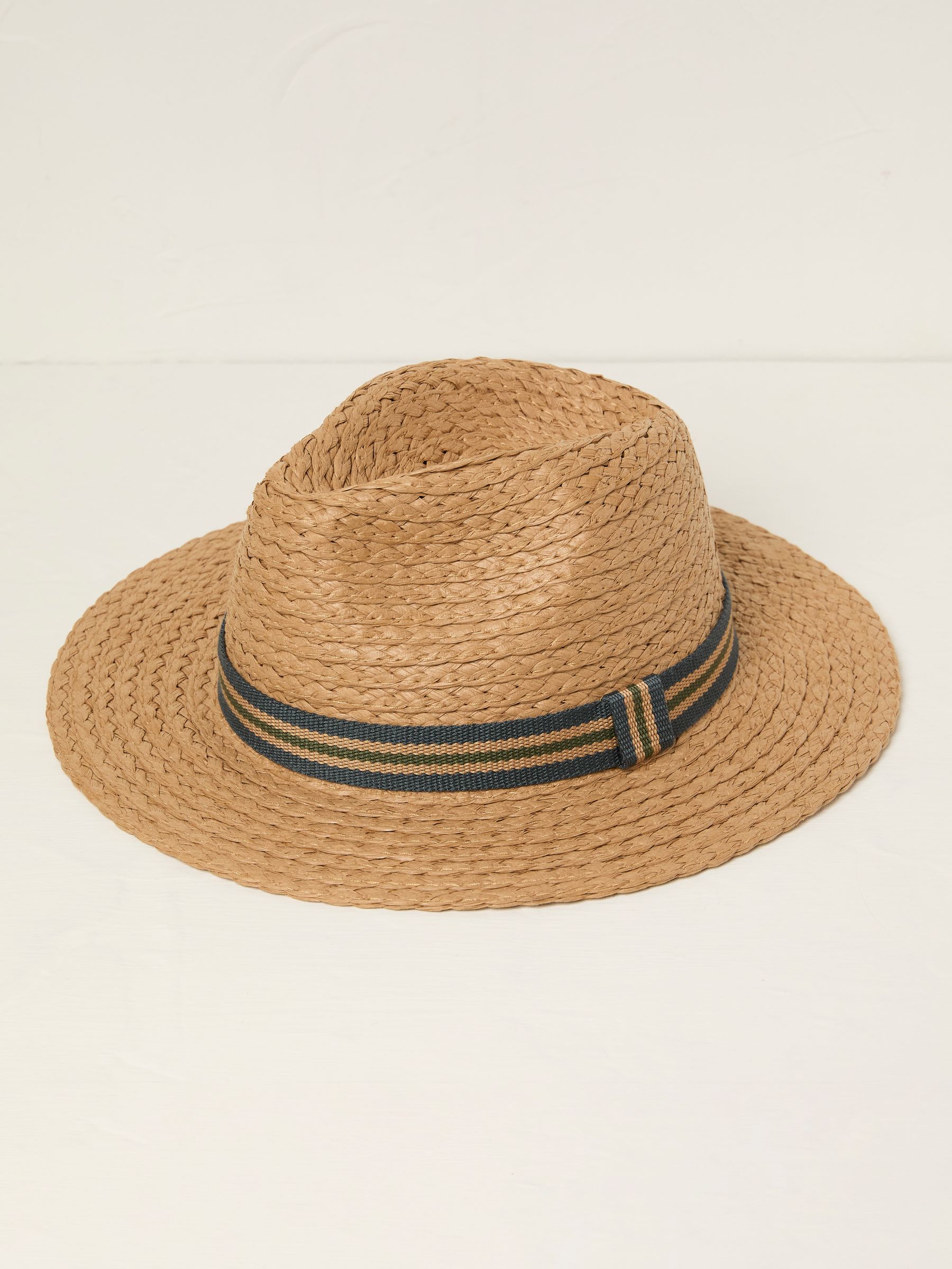 Natural Stripes Detail Fedora Straw Hat - Image 1 of 2