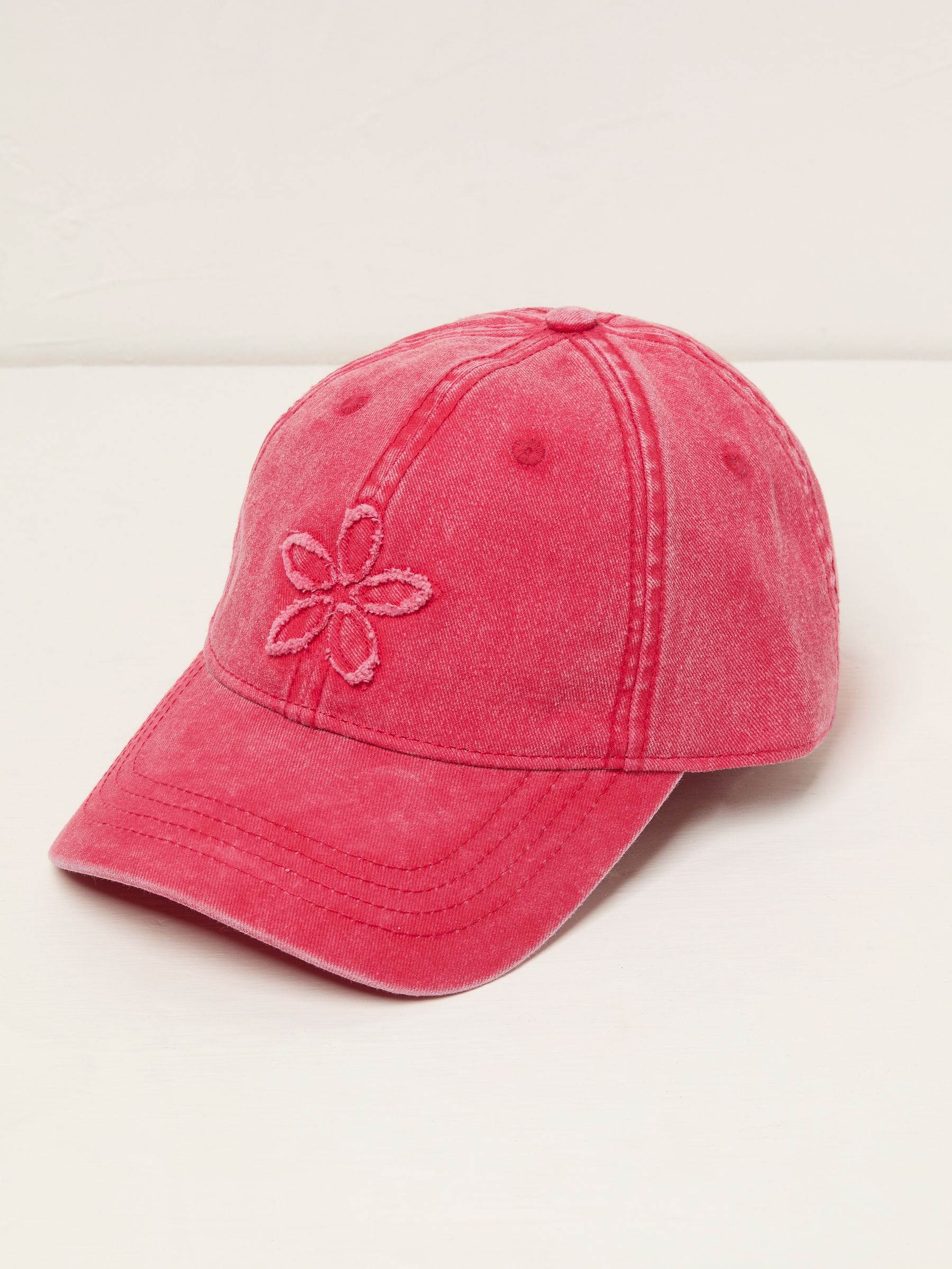 Red Flower Detail 100% Cotton Cap - Image 1 of 2