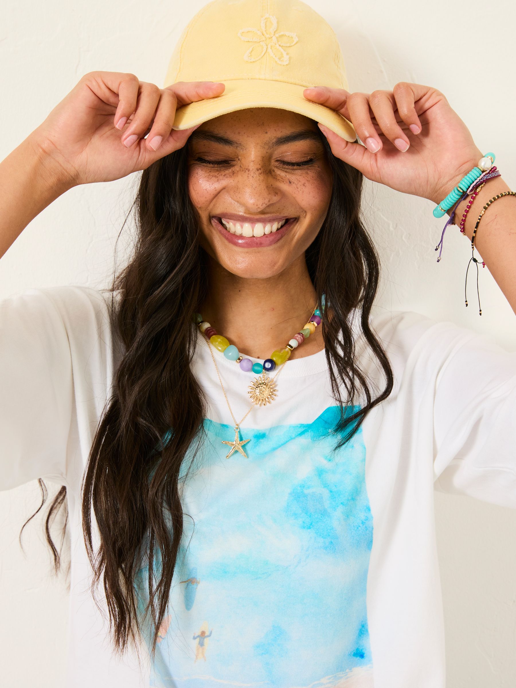 Yellow Flower Detail 100% Cotton Cap - Image 4 of 4