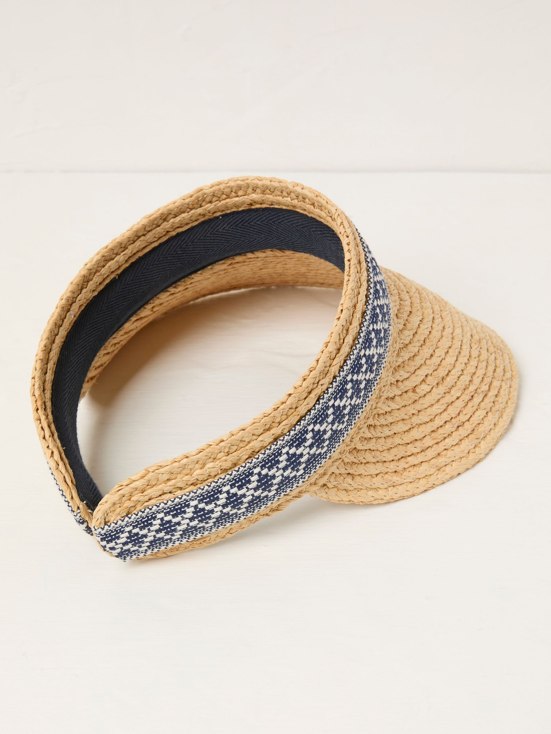 Natural Geometric Detail Straw Visor Hat - Image 2 of 2