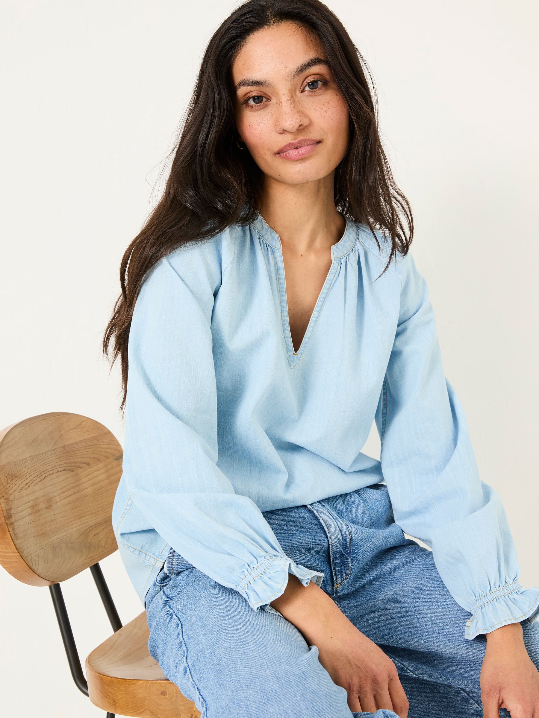Pacey Light Blue Denim Blouse - Image 3 of 5