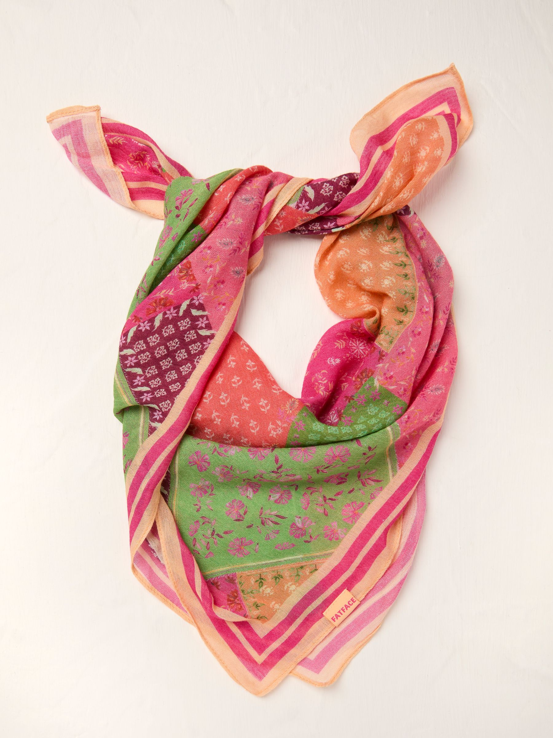 Pink Patchwork Printed Hair Scarf - Image 1 of 2
