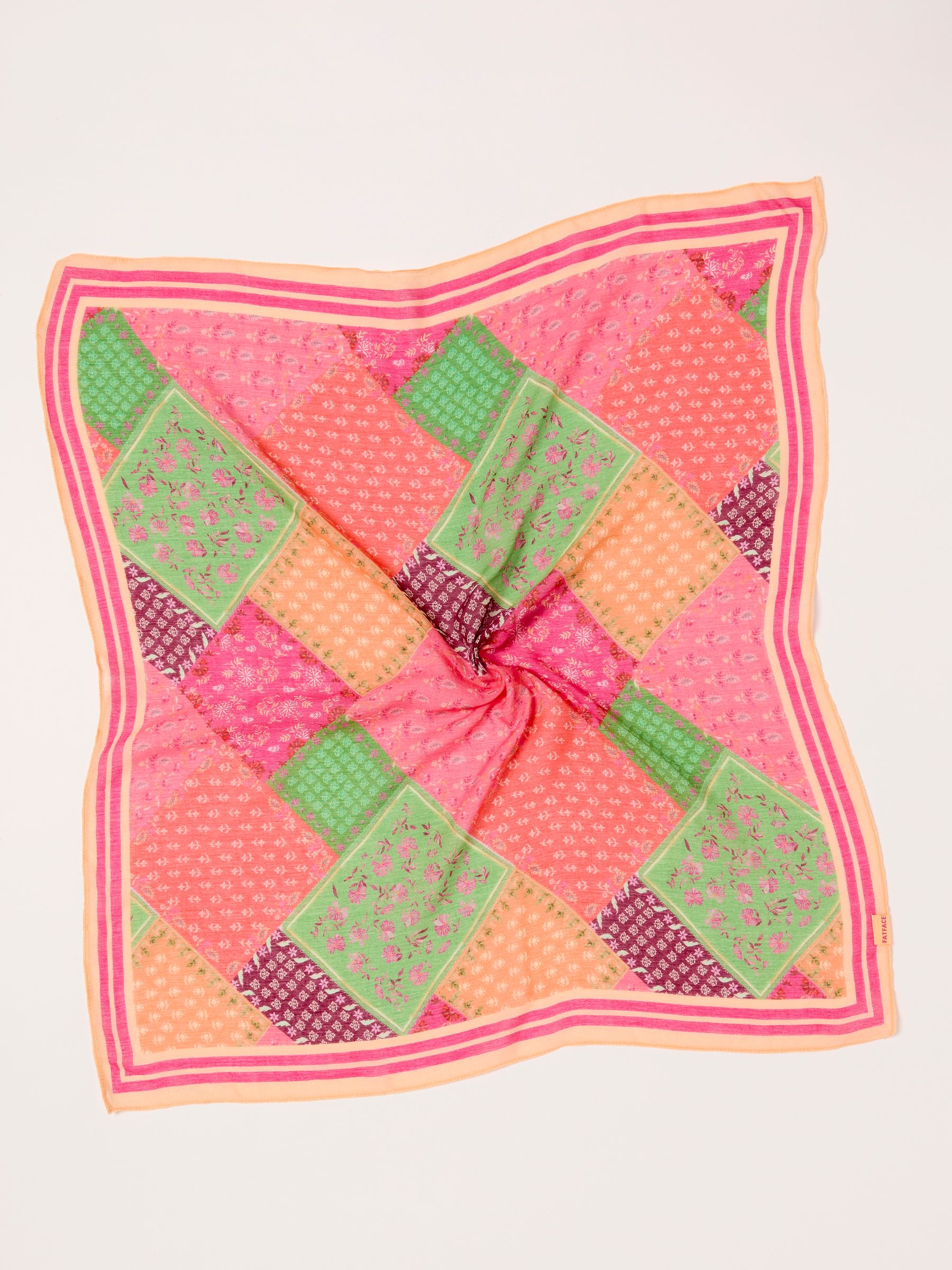 Pink Patchwork Printed Hair Scarf - Image 2 of 2