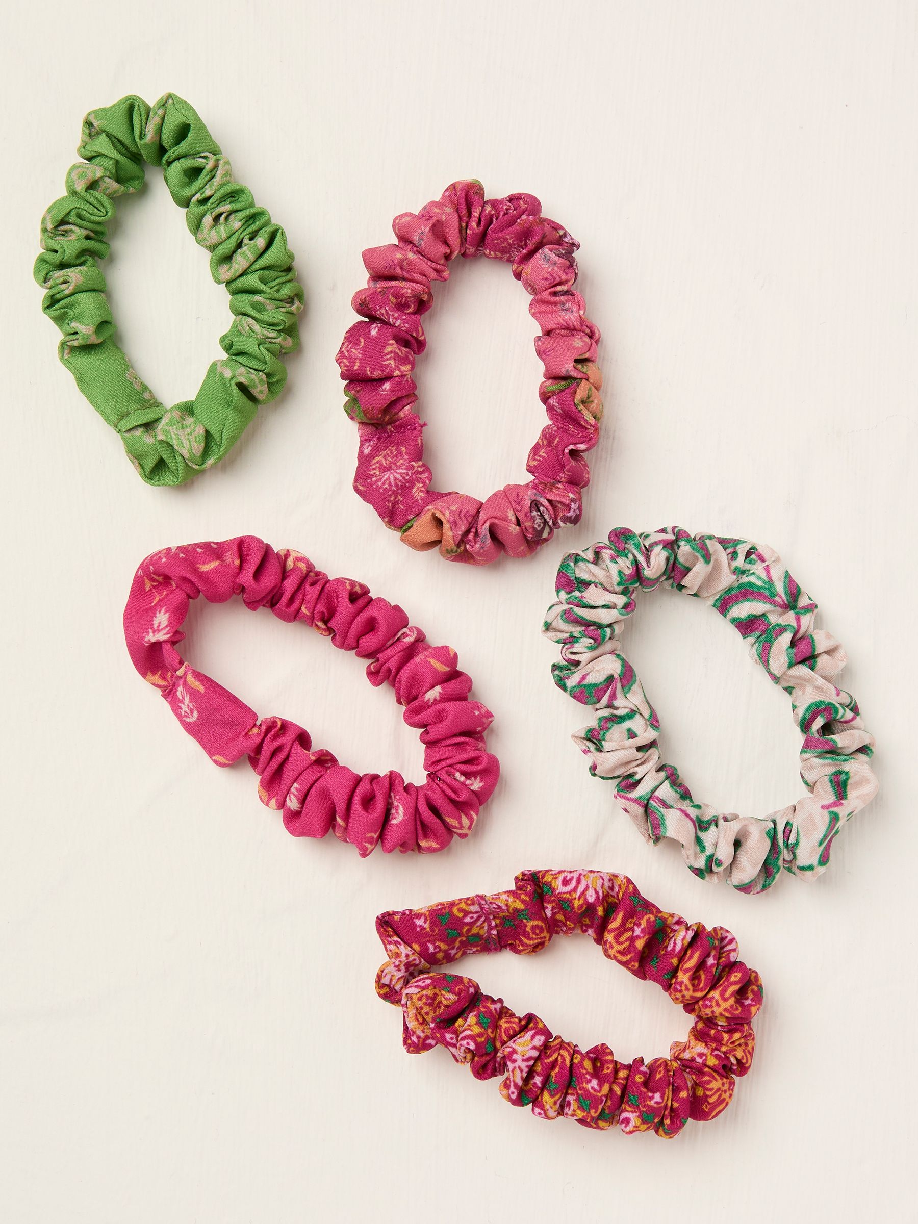 Pink Fire Print Scrunchies 5 Pack - Image 1 of 2