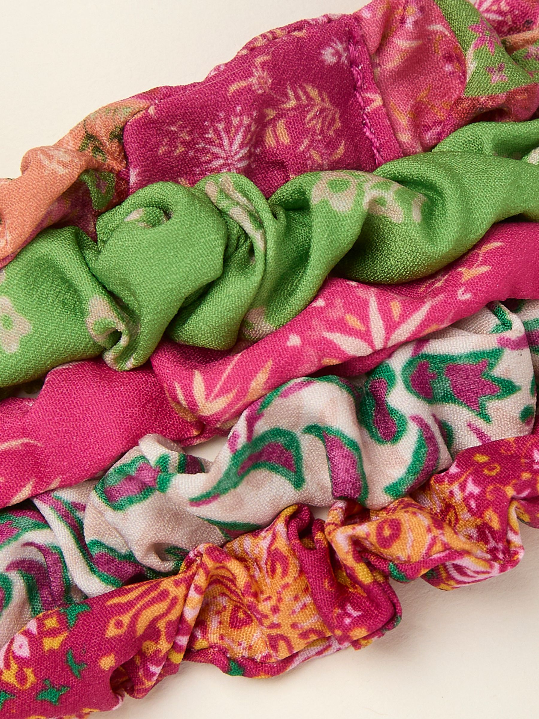 Pink Fire Print Scrunchies 5 Pack - Image 2 of 2