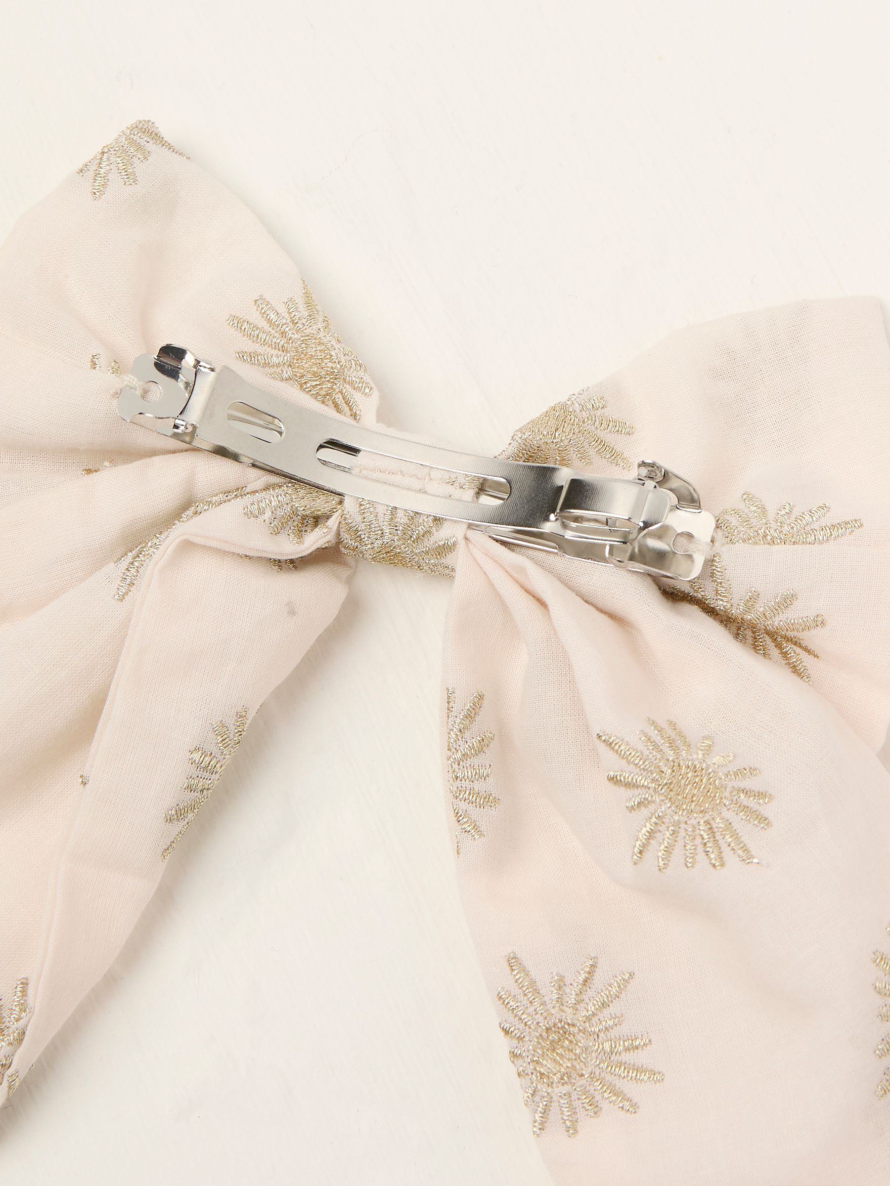 Ivory 100% Cotton Embroidered Hair Bow - Image 2 of 2
