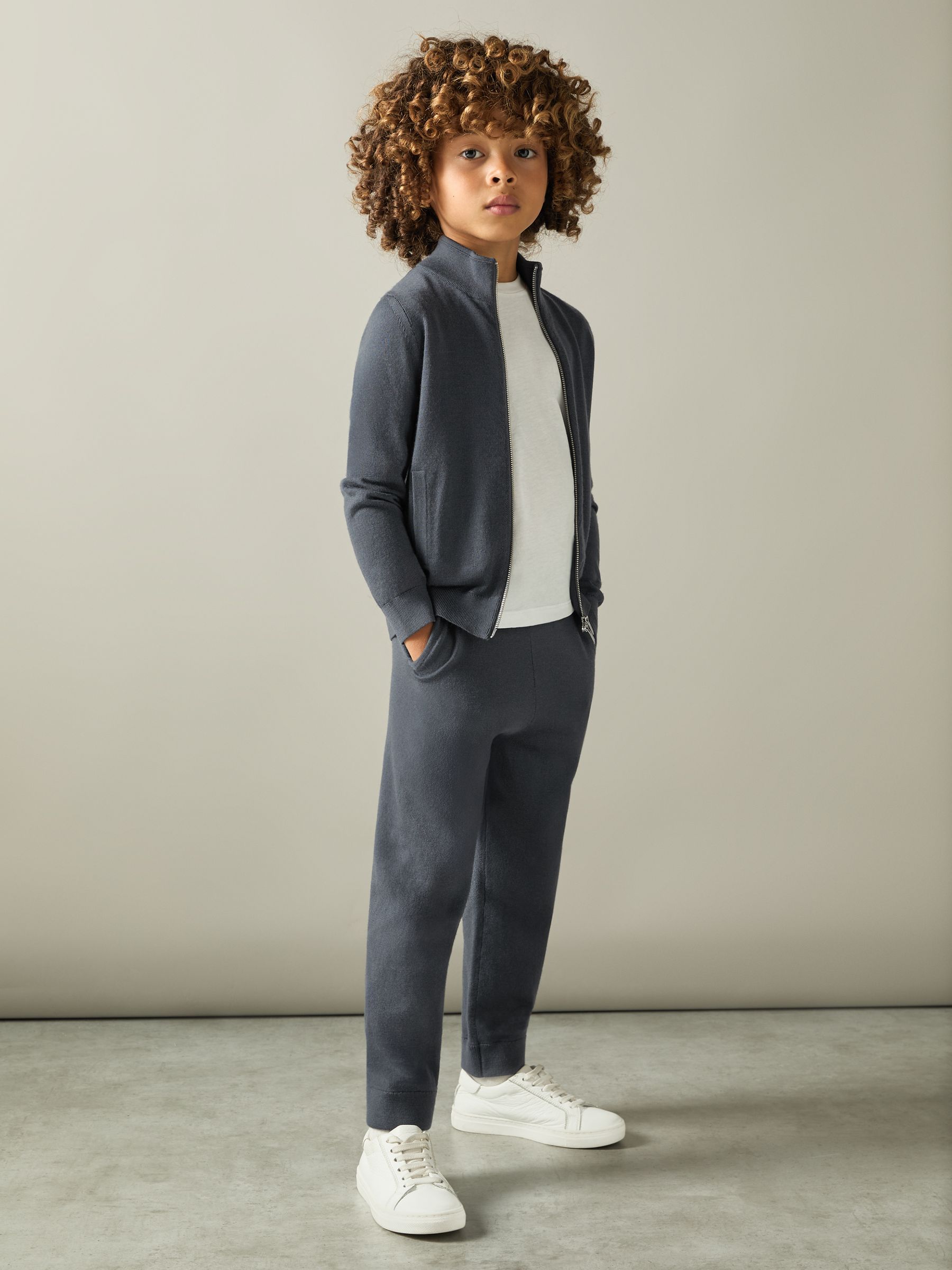 9-13 yrs Merino-Blend Stretch Joggers in Blackened Blue - Image 3 of 4