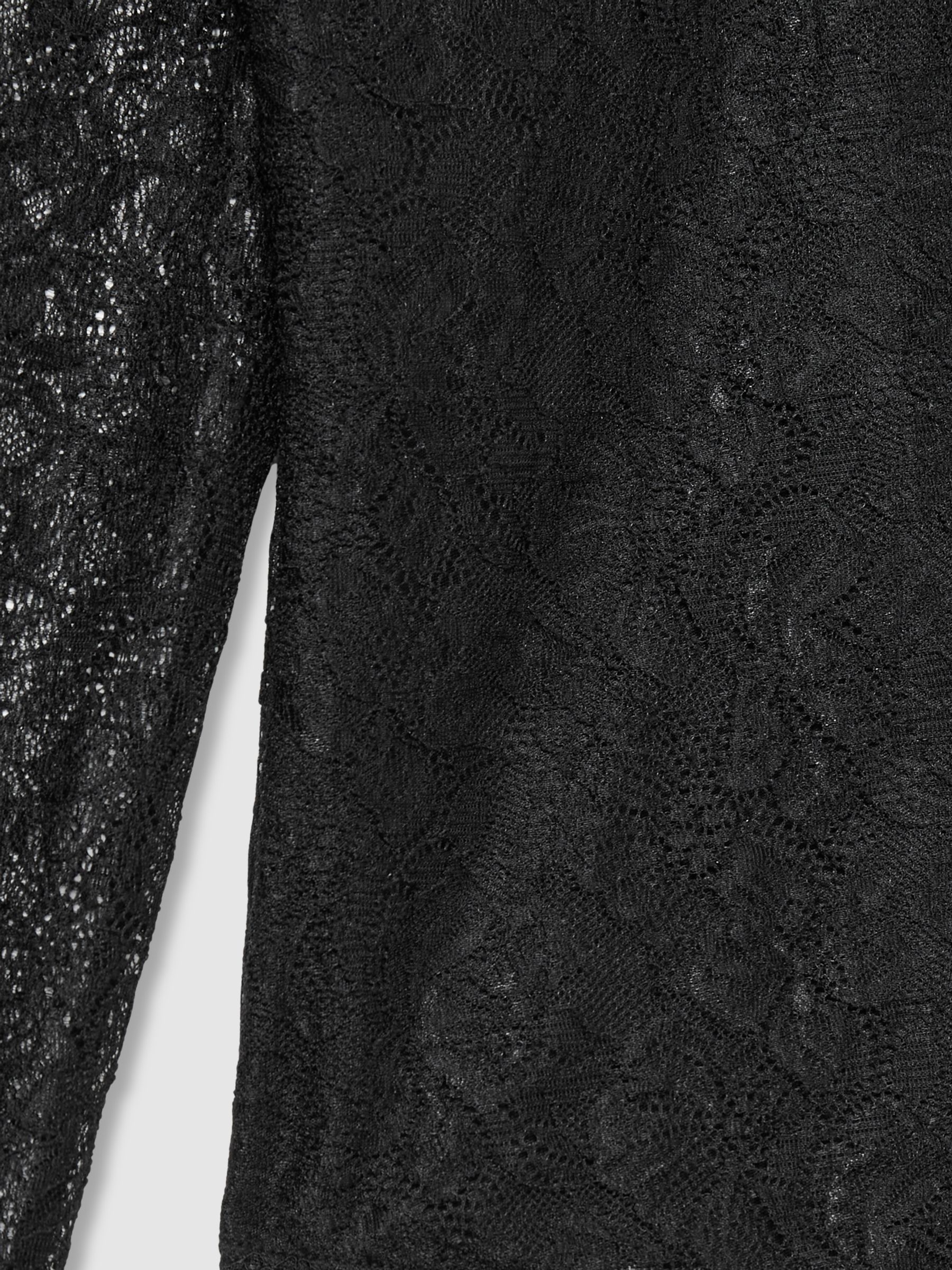Lace Double-Layer Bodysuit in Black - Image 6 of 6