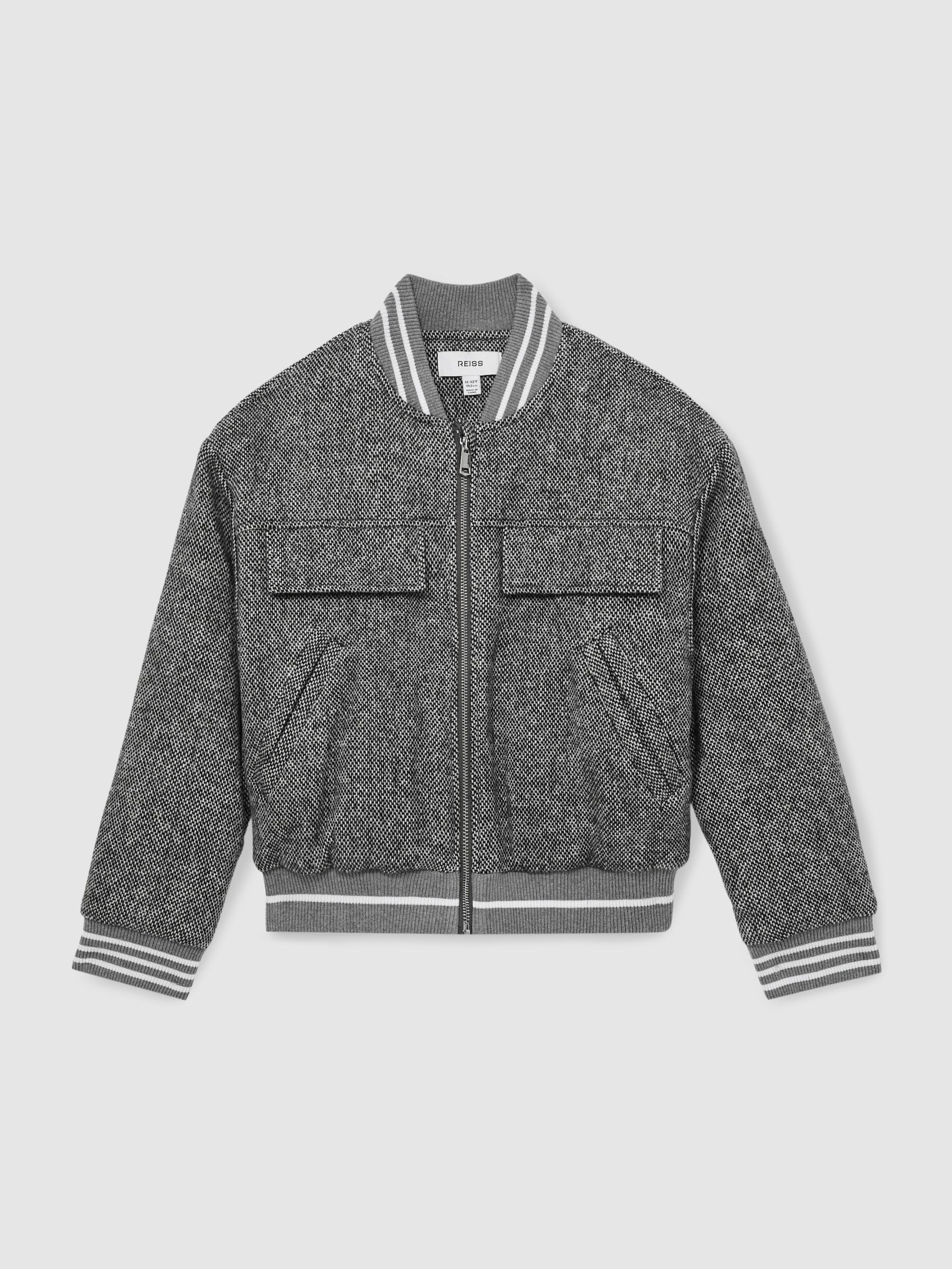9-13 yrs Wool-Blend Padded Bomber Jacket in Grey - Image 2 of 4