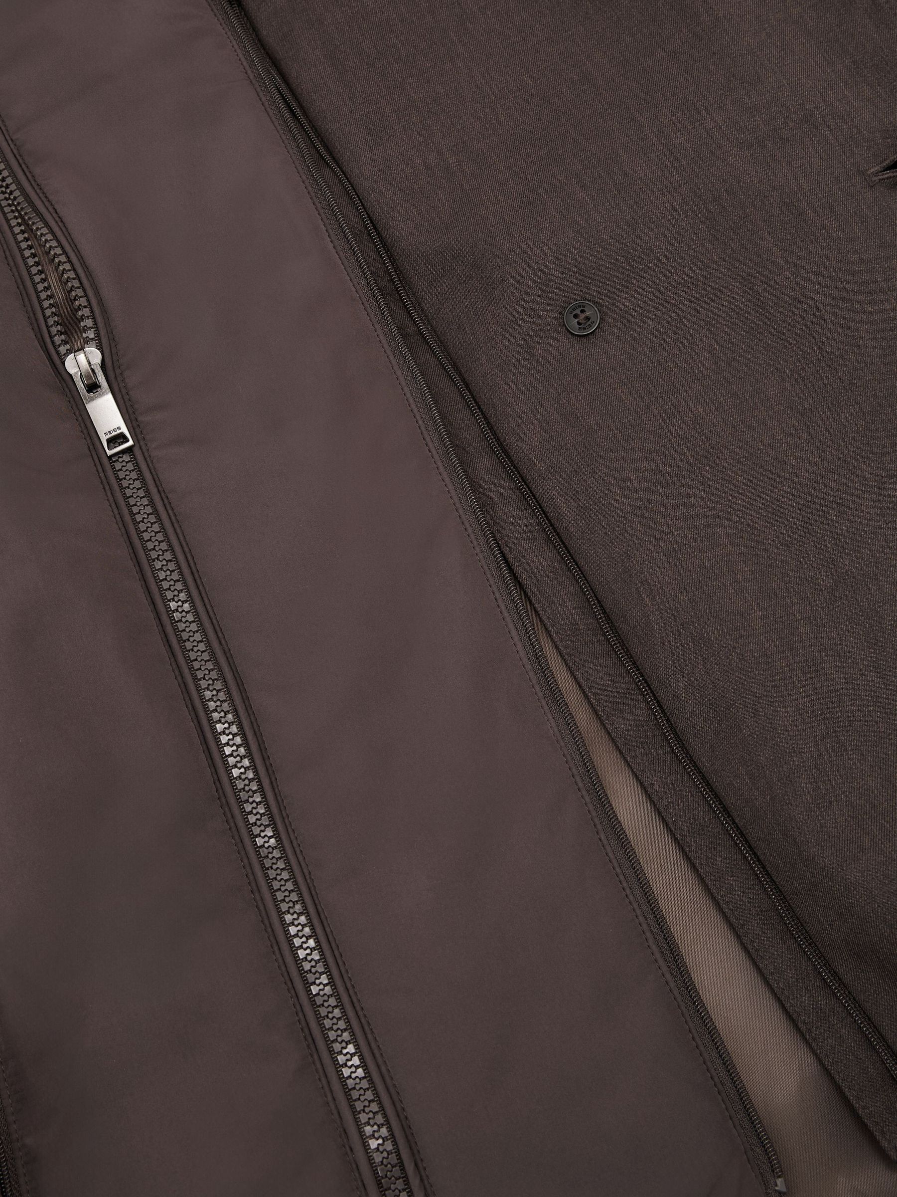 Petite Hybrid Gilet-Insert Hooded Trench Coat in Brown - Image 10 of 11
