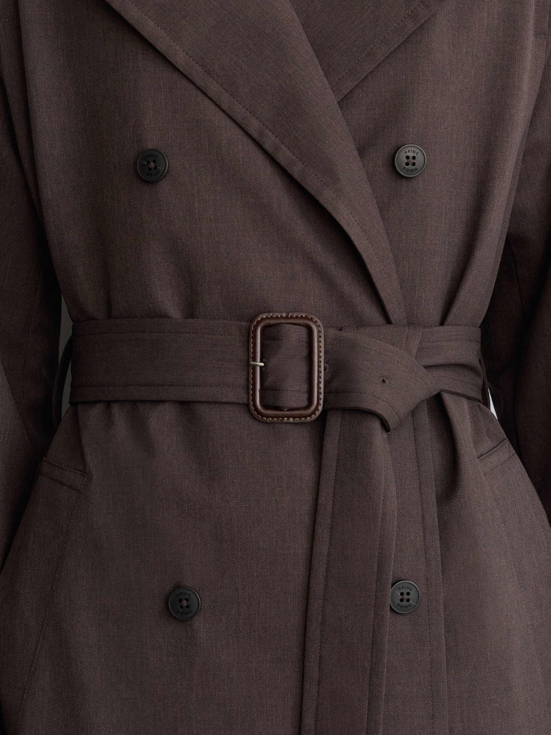 Petite Hybrid Gilet-Insert Hooded Trench Coat in Brown - Image 9 of 11