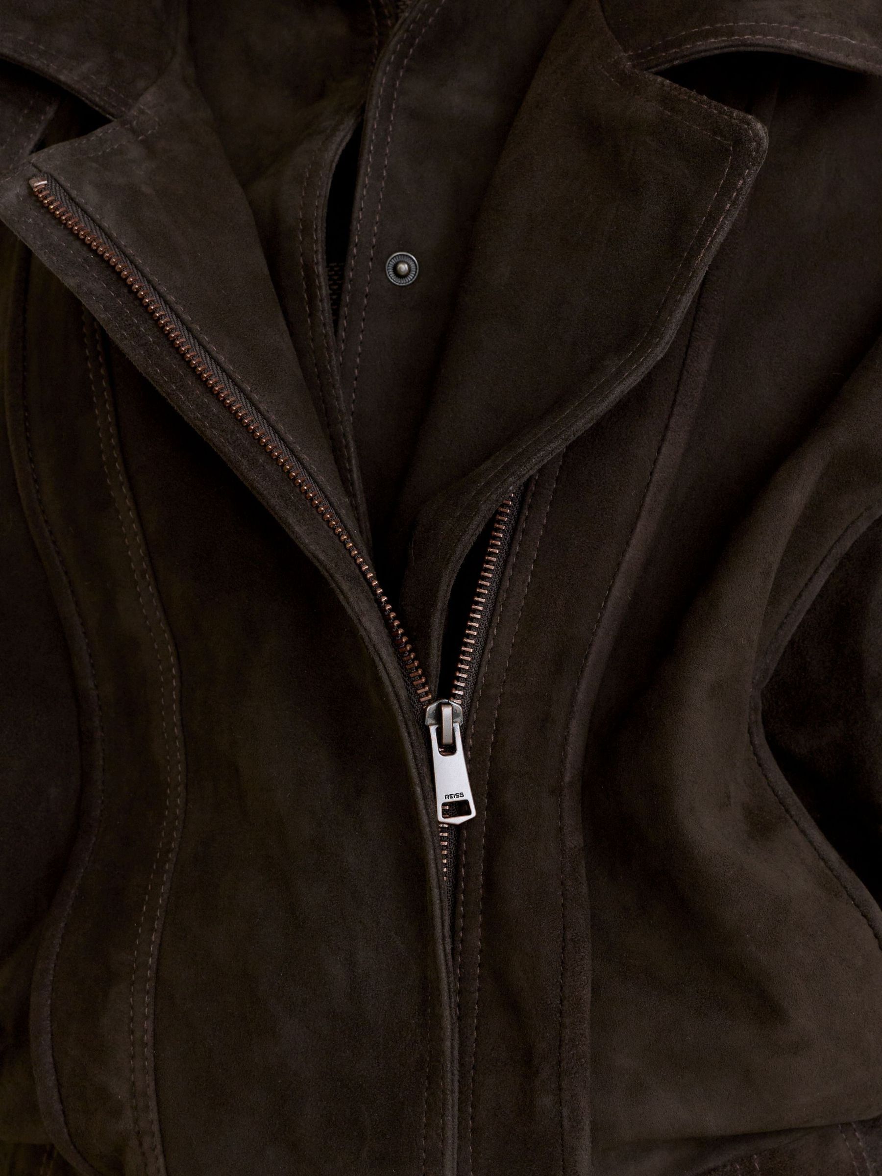 Suede Double-Layer Relaxed-Fit Jacket in Coffee Brown - Image 3 of 8