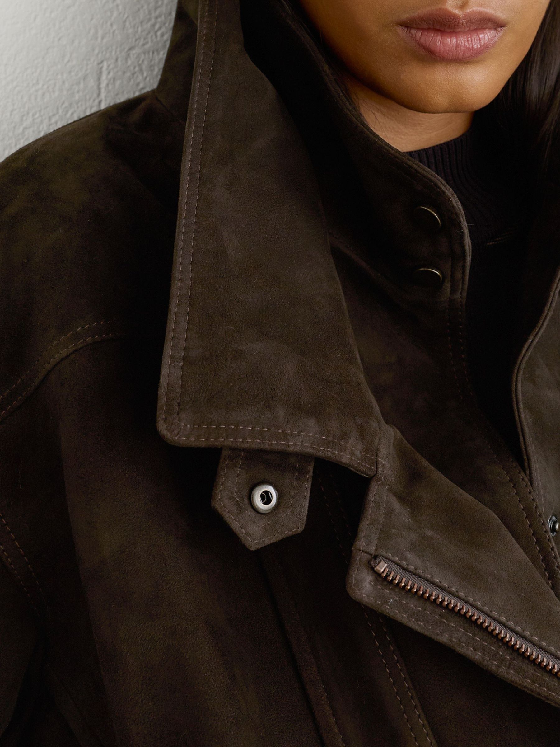 Suede Double-Layer Relaxed-Fit Jacket in Coffee Brown - Image 4 of 8