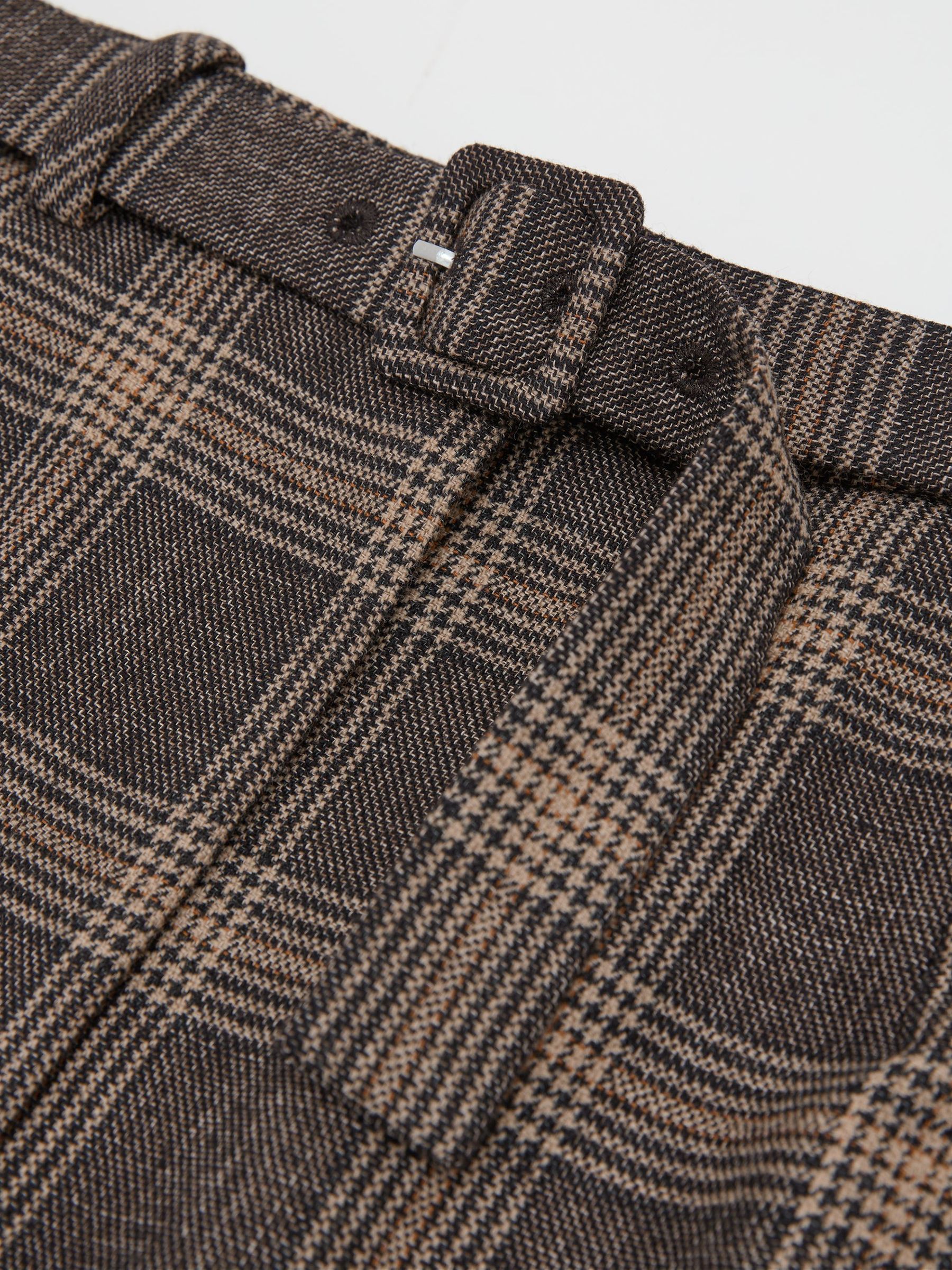 Wool Check Midi Pencil Skirt in Brown Check - Image 7 of 7