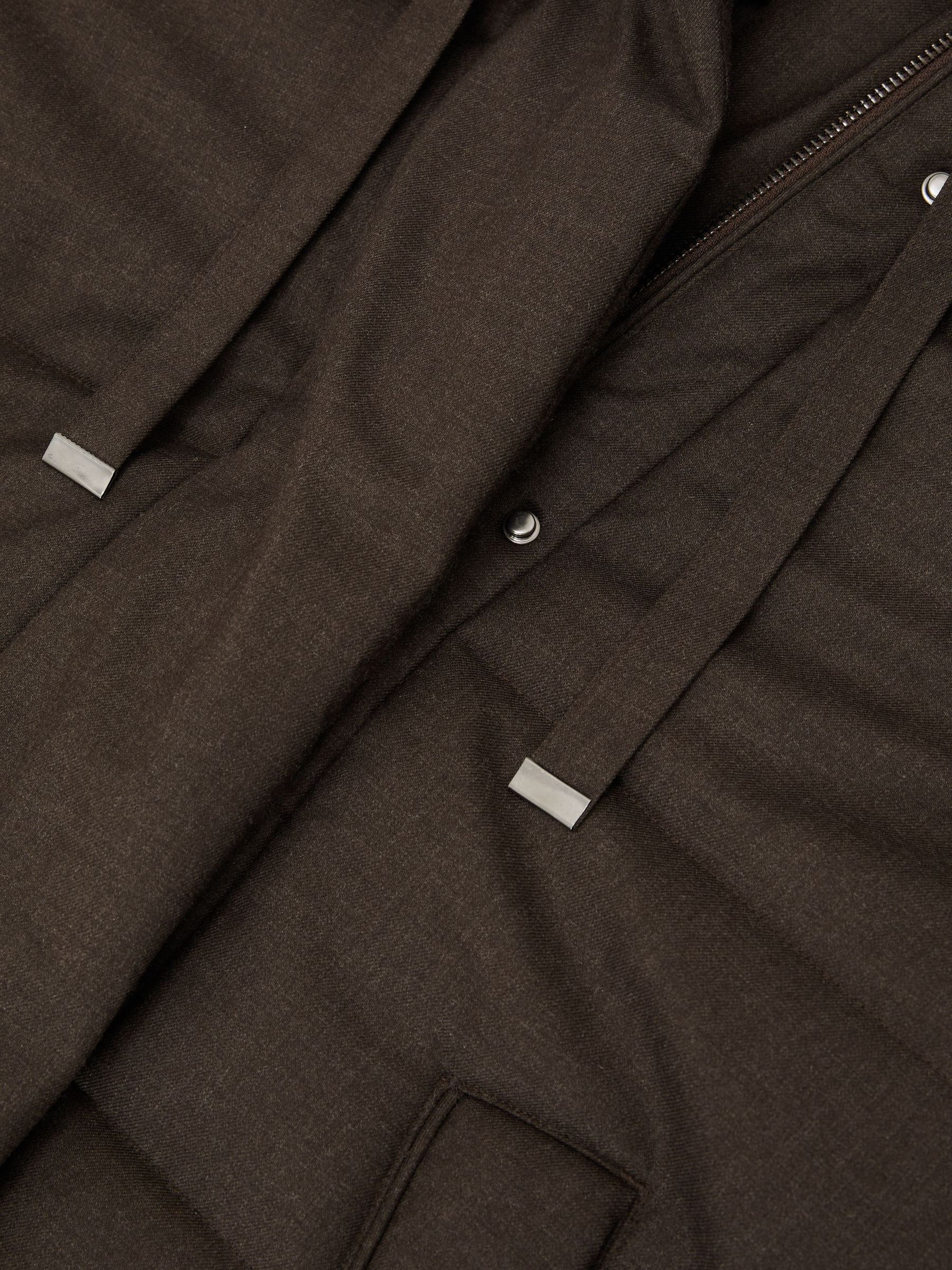 Wool Hooded Puffer Coat in Brown - Image 9 of 9